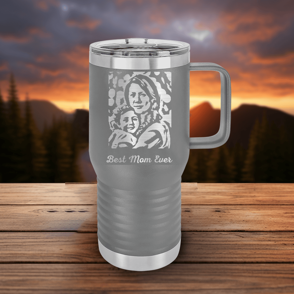 Grey Mothers Day 20 Oz Tumbler With Handle With Custom Mothers Day Design