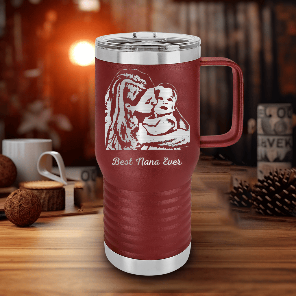 Maroon Mothers Day 20 Oz Tumbler With Handle With Custom Mothers Day Design