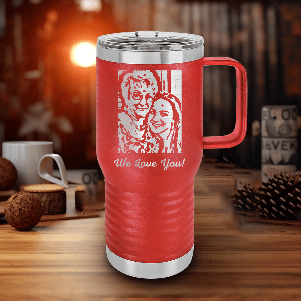 Red Mothers Day 20 Oz Tumbler With Handle With Custom Mothers Day Design