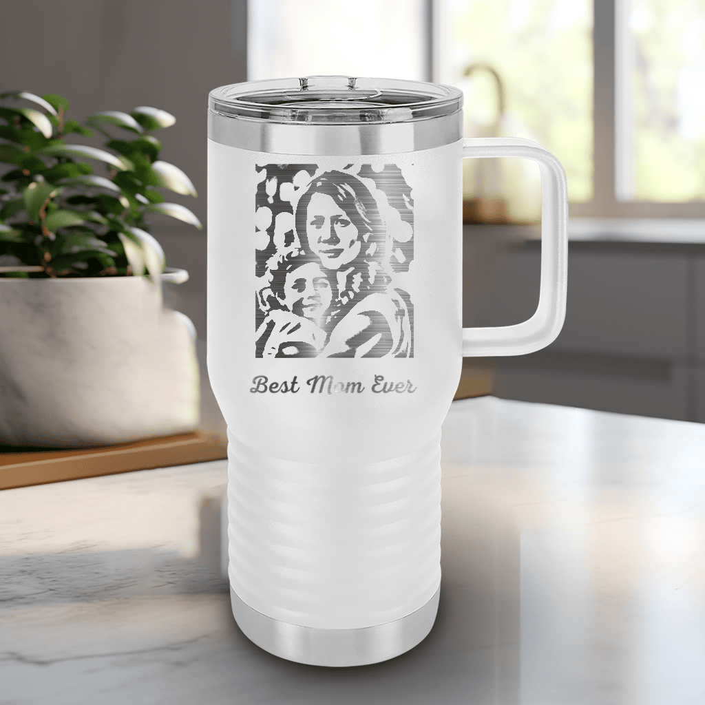 White Mothers Day 20 Oz Tumbler With Handle With Custom Mothers Day Design