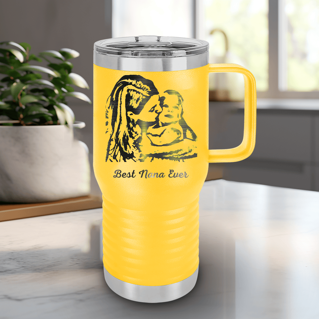 Yellow Mothers Day 20 Oz Tumbler With Handle With Custom Mothers Day Design