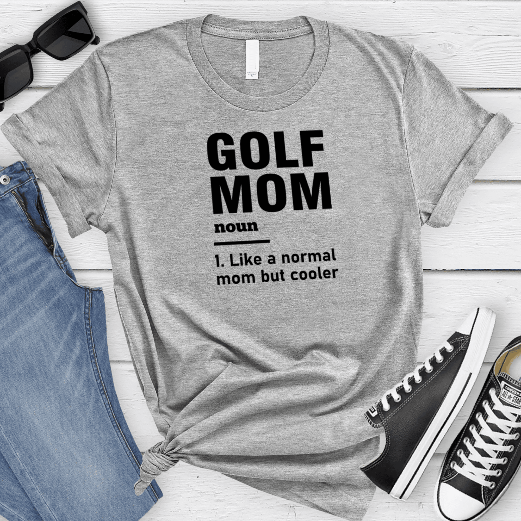Womens Grey T Shirt with Definition-Of-A-Golf-Mom design