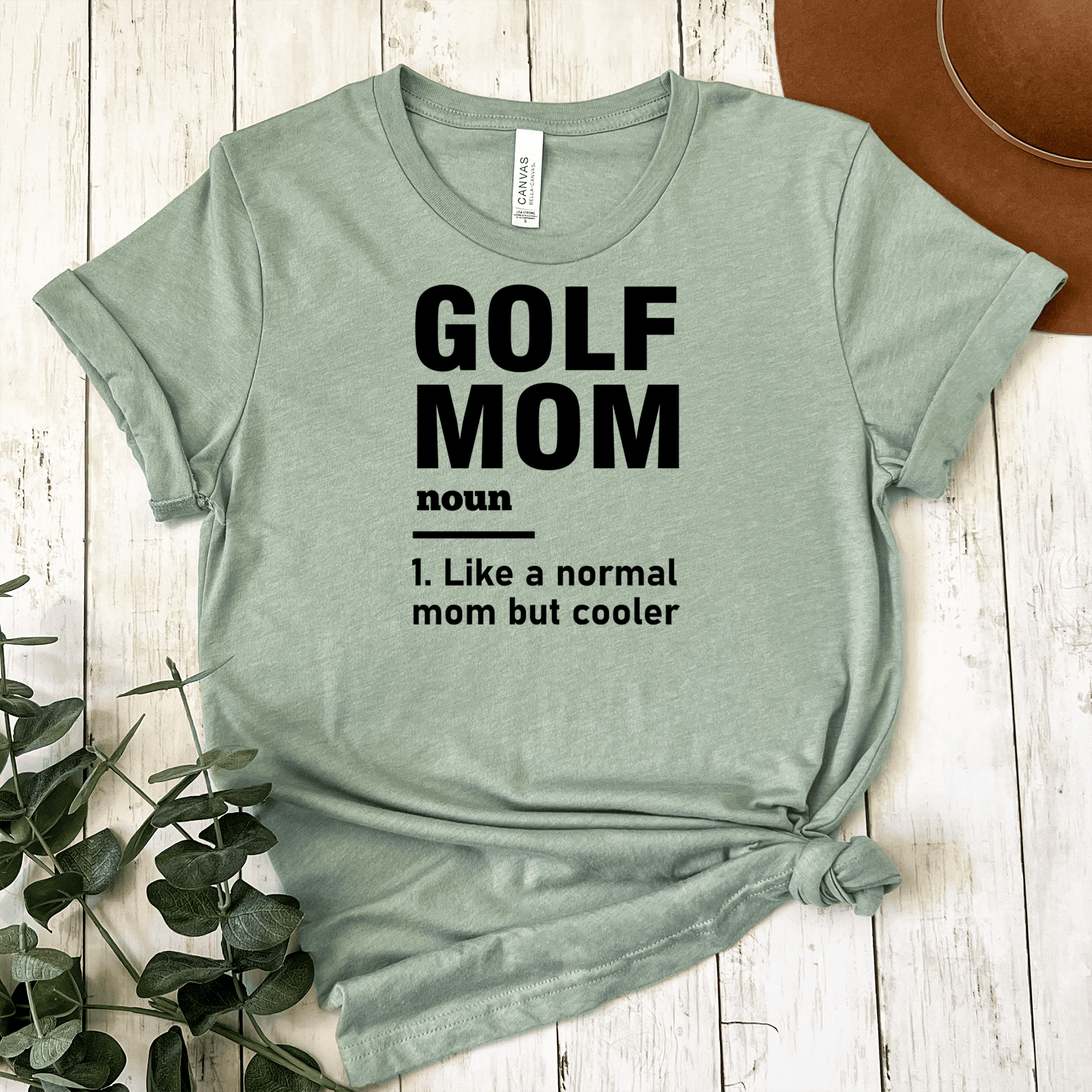 Womens Light Green T Shirt with Definition-Of-A-Golf-Mom design