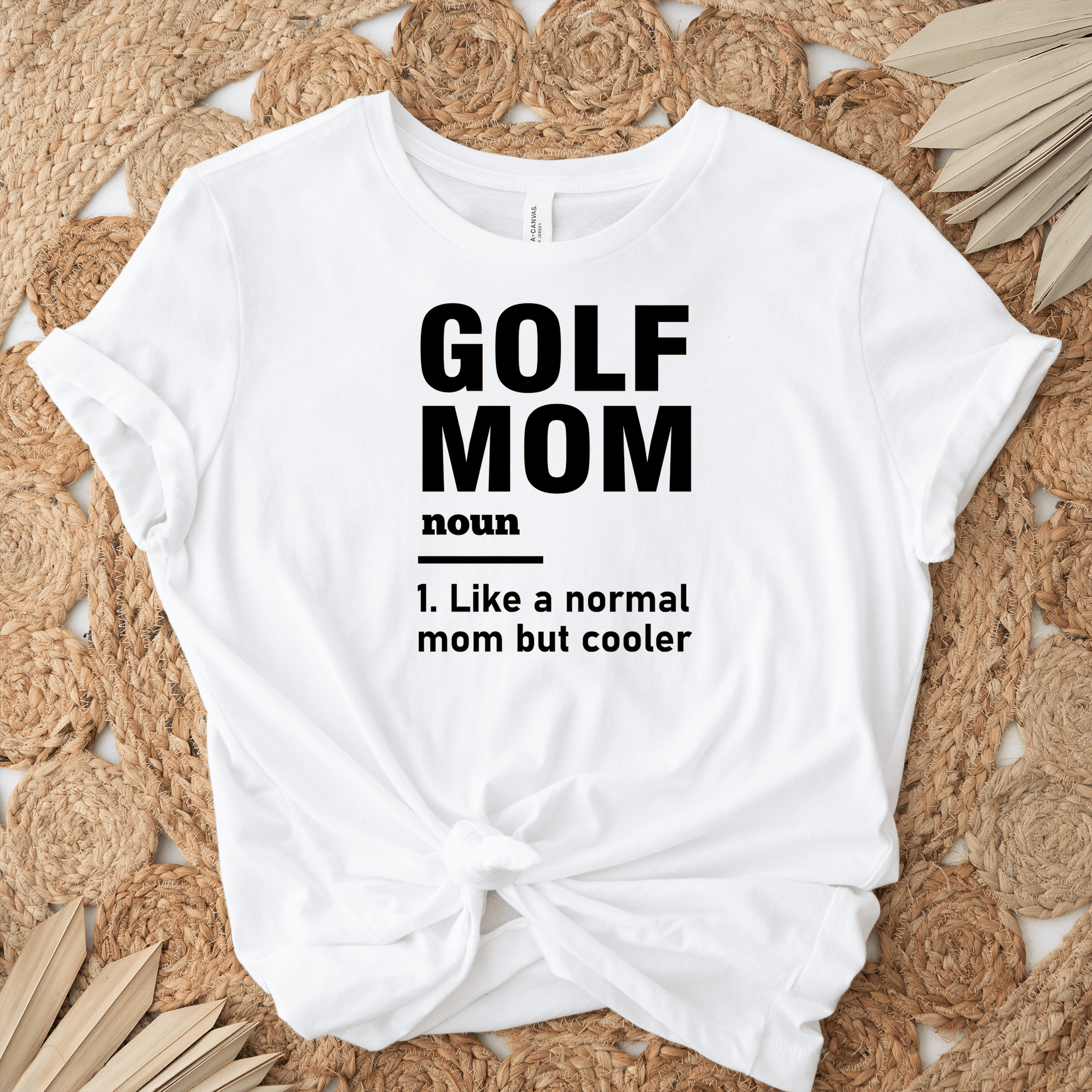 Womens White T Shirt with Definition-Of-A-Golf-Mom design