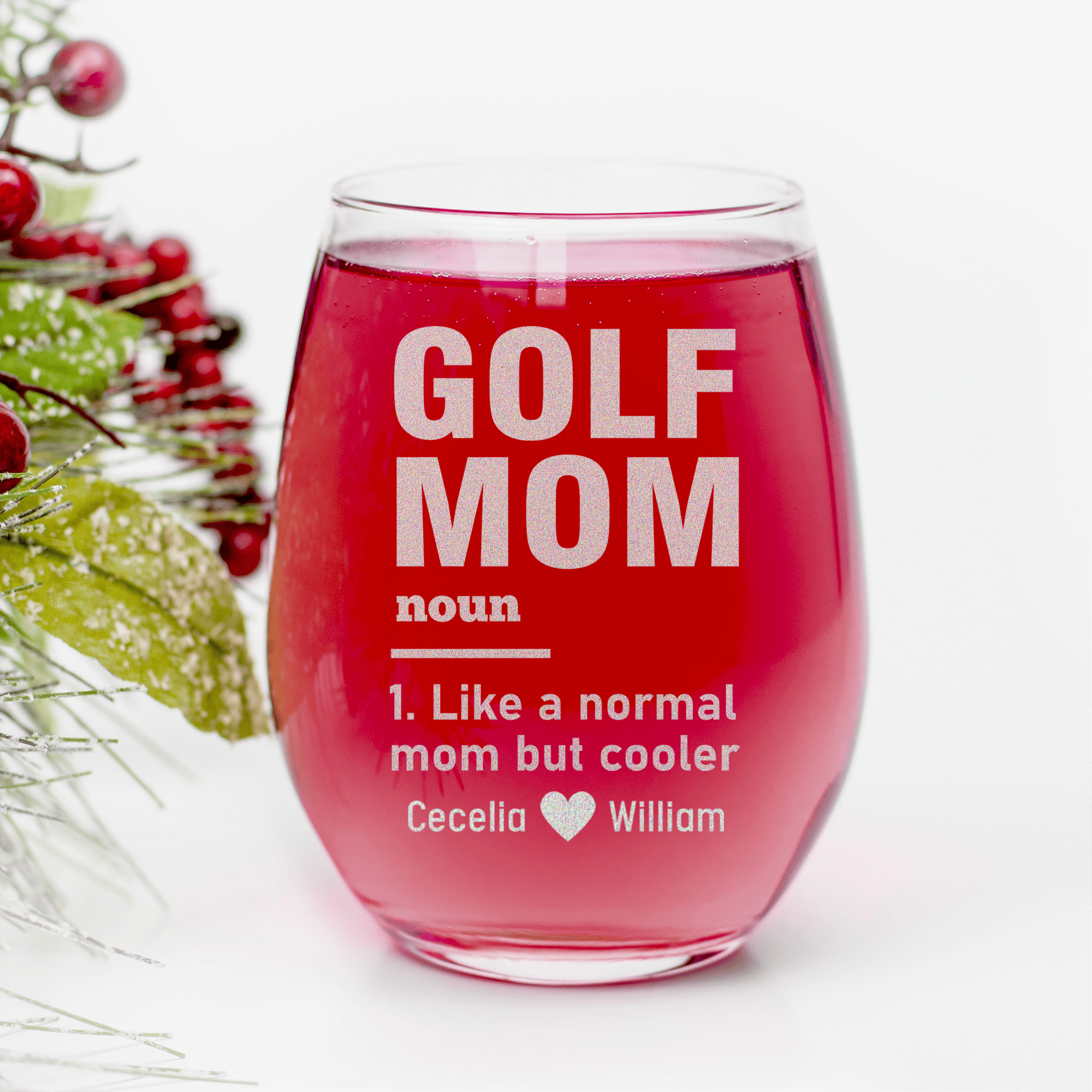 Definition Of A Golf Mom Stemless Wine Glass