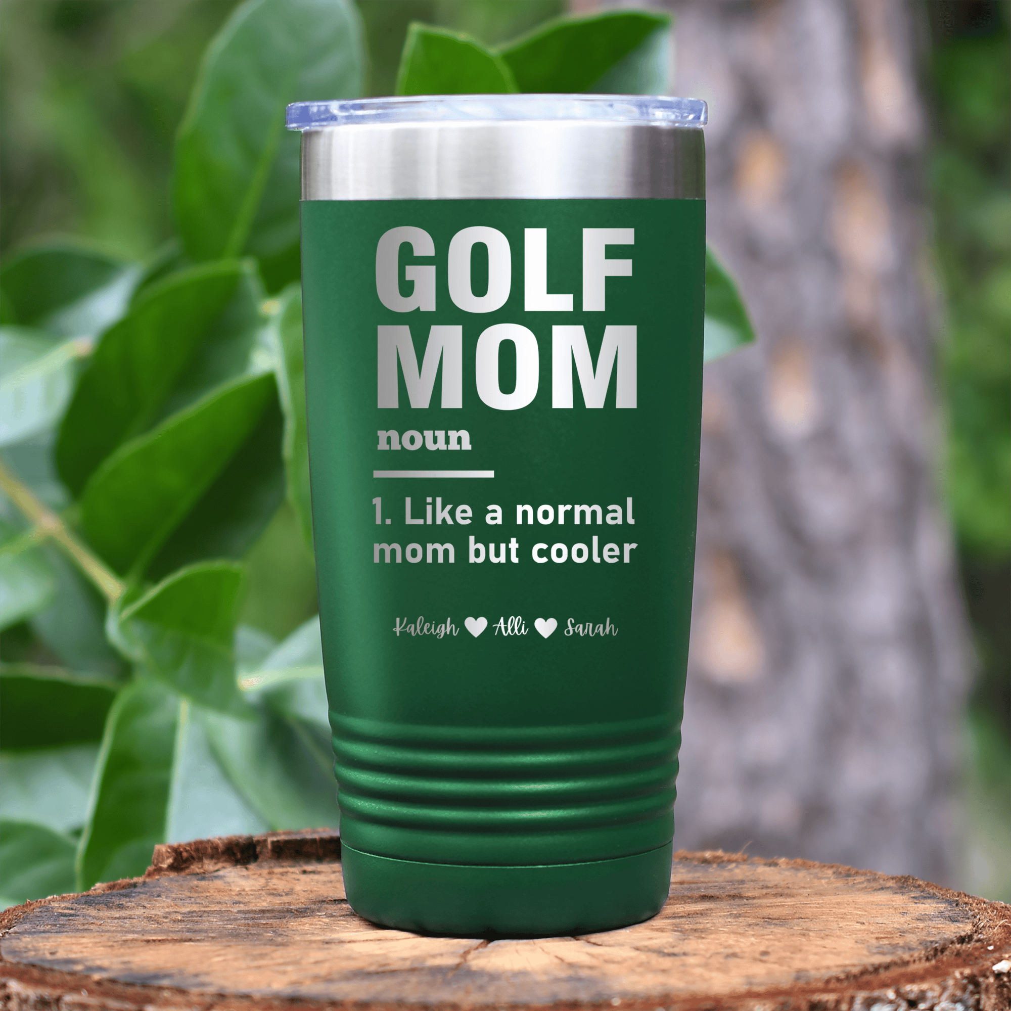 Green Golf Mom Tumbler With Definition Of A Golf Mom Design