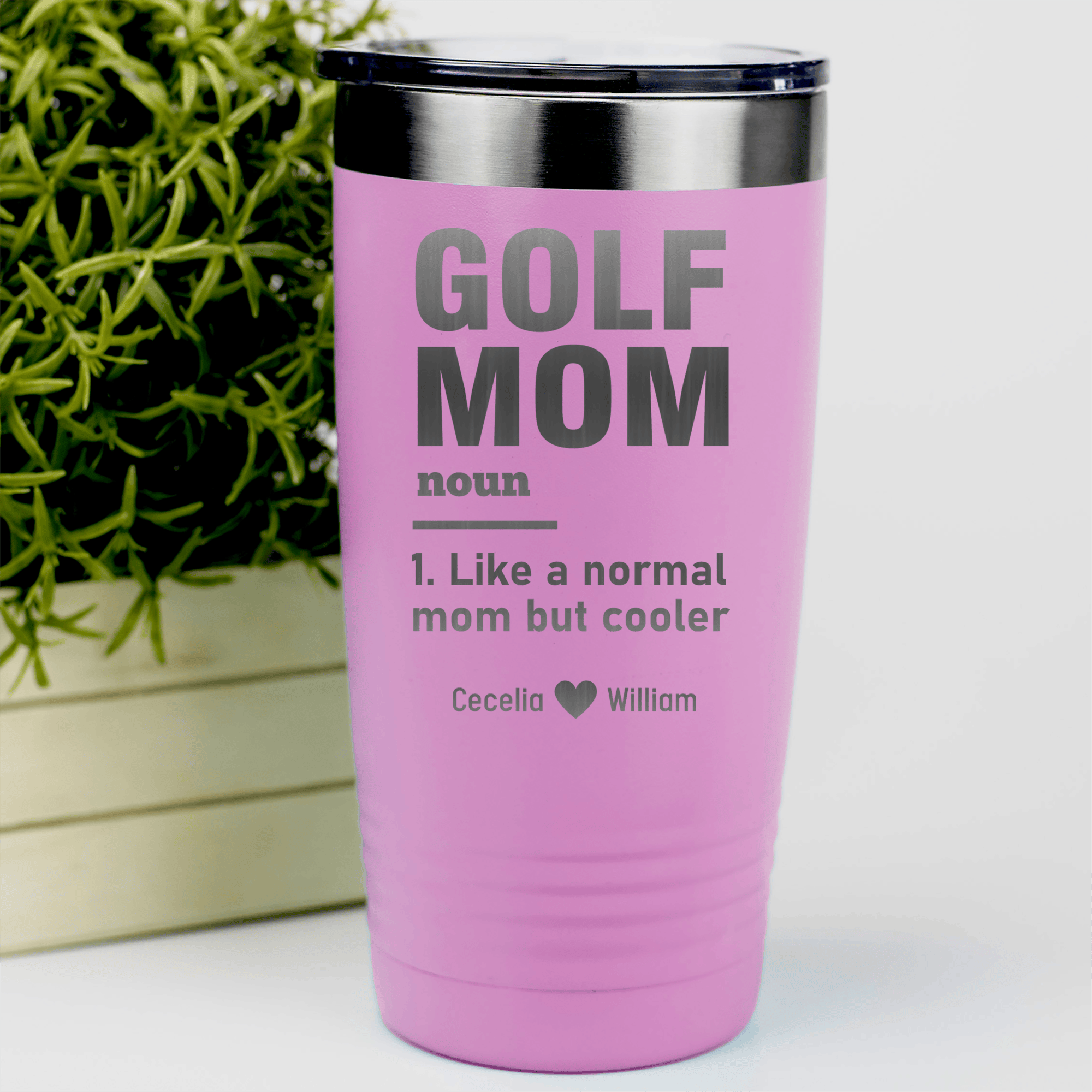 Pink Golf Mom Tumbler With Definition Of A Golf Mom Design