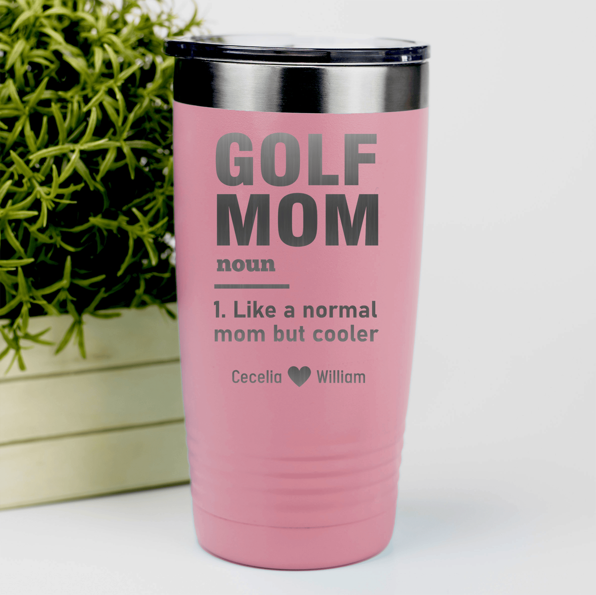 Salmon Golf Mom Tumbler With Definition Of A Golf Mom Design