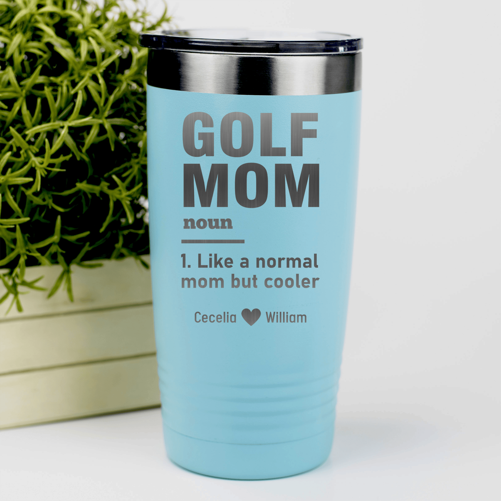 Teal Golf Mom Tumbler With Definition Of A Golf Mom Design