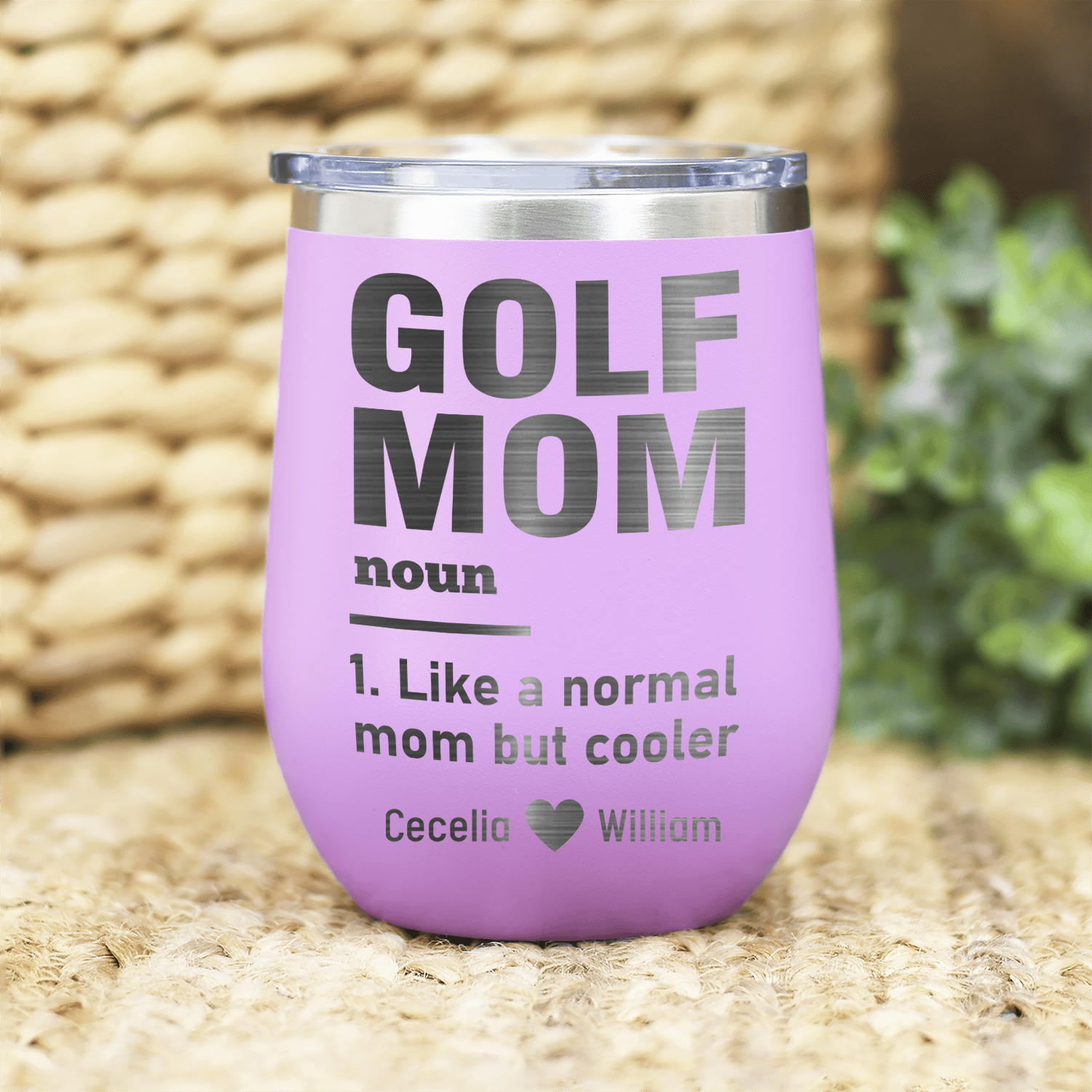 Light Purple Golf Mom Wine Tumbler With Definition Of A Golf Mom Design