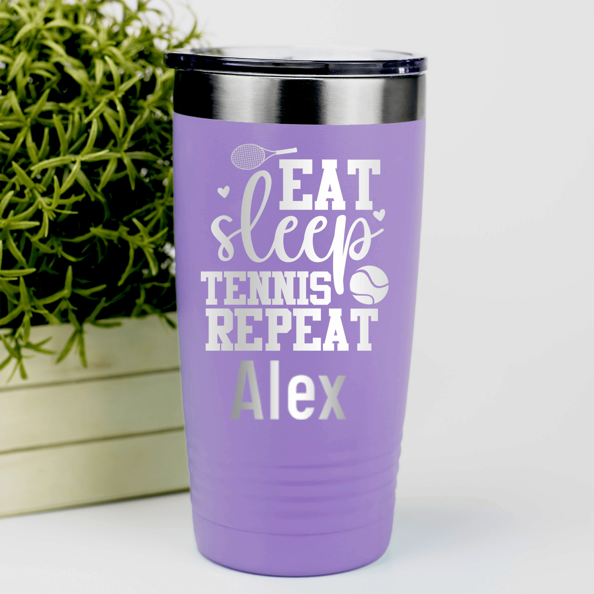 Light Purple Tennis For Her Tumbler With Eat Sleep Tennis Design