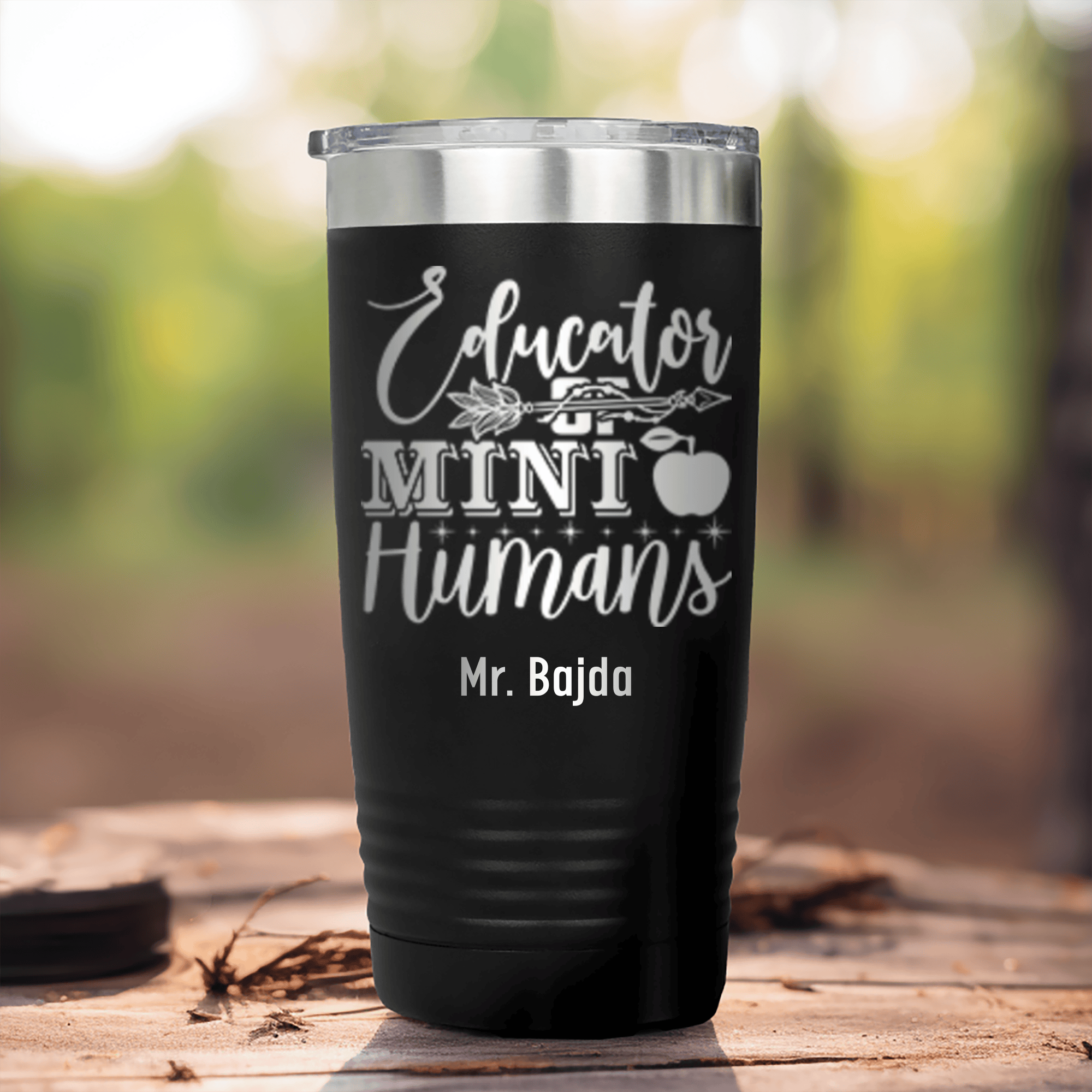 Black Teacher Tumbler With Educator Of Tiny People Design