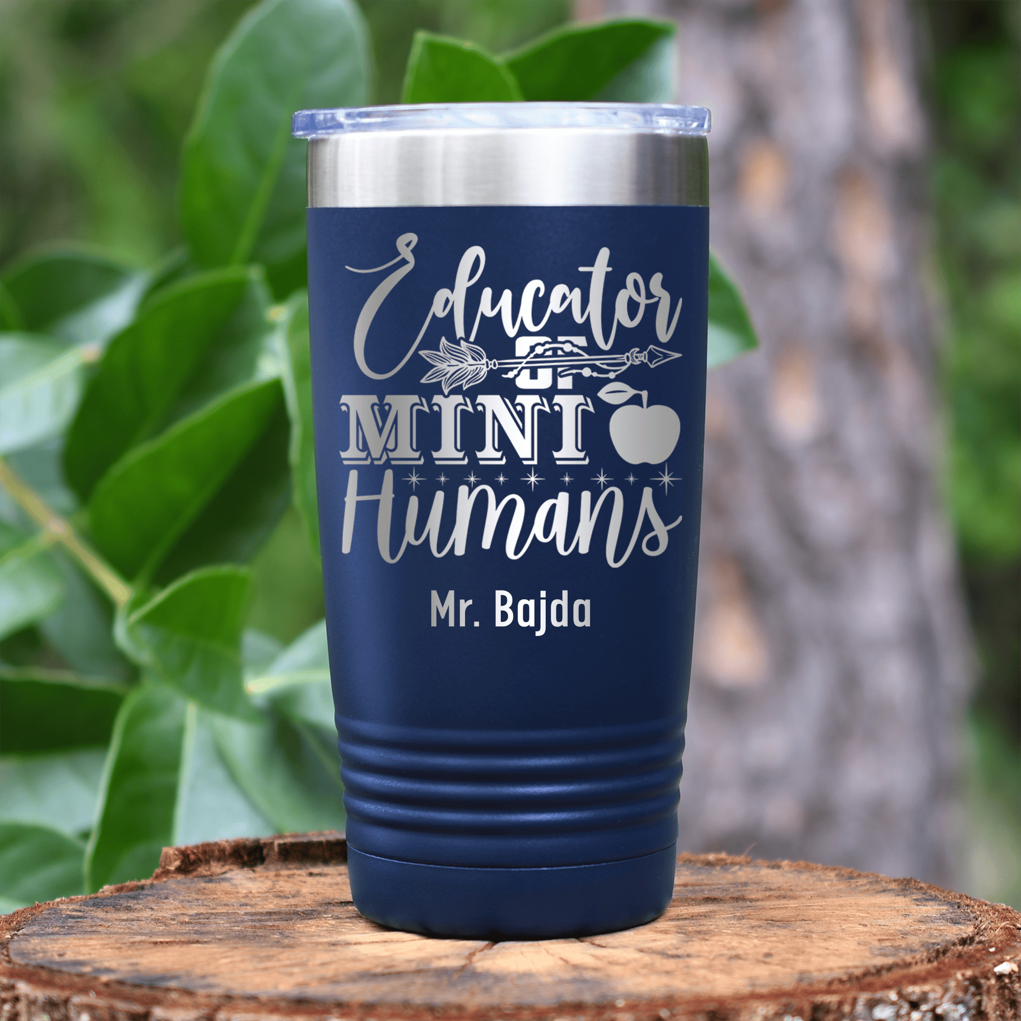 Navy Teacher Tumbler With Educator Of Tiny People Design