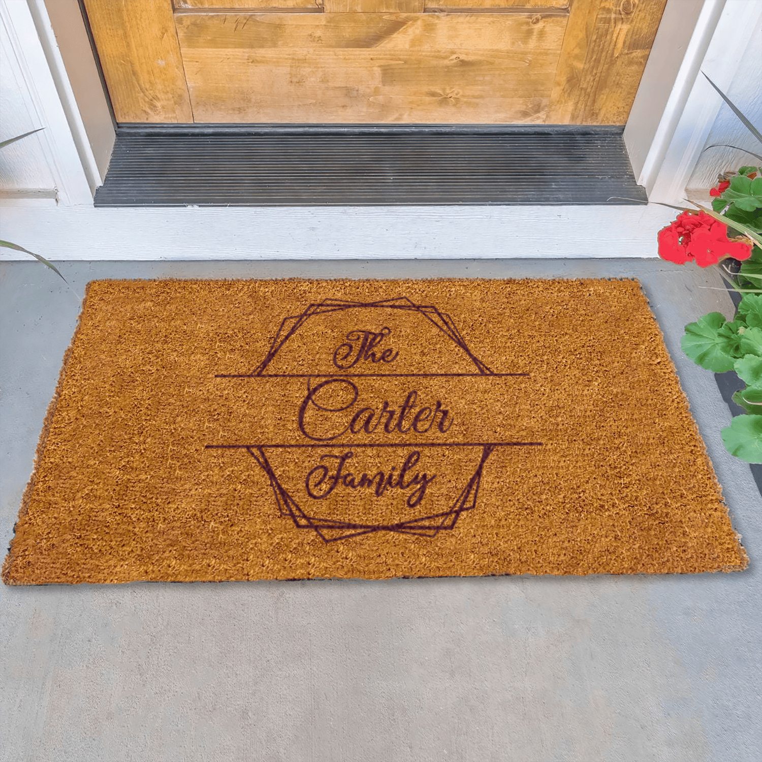 Elegant Family Crest Engraved Door Mat