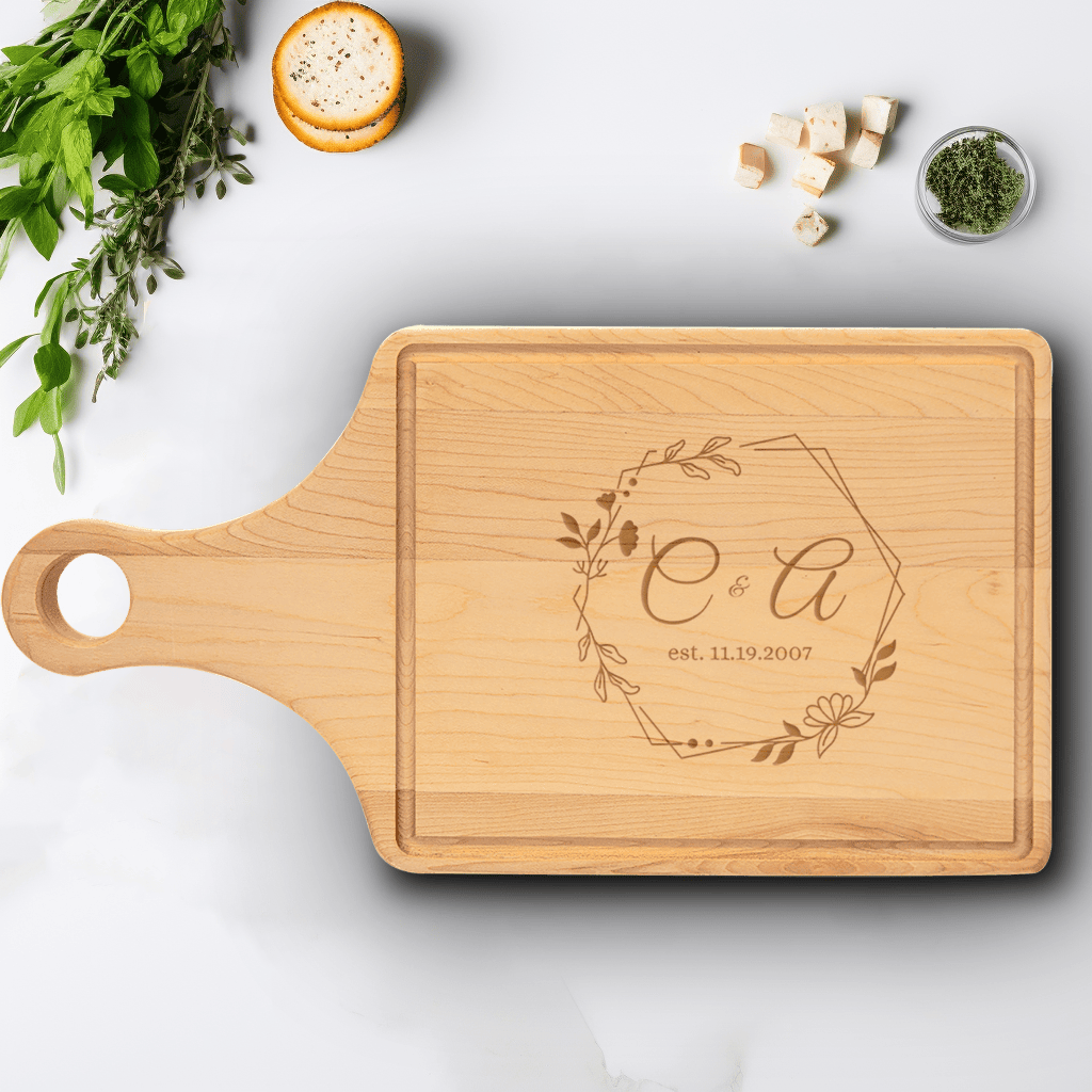 Anniversary Gift Maple Paddle Cutting Board With Enduring Love Design