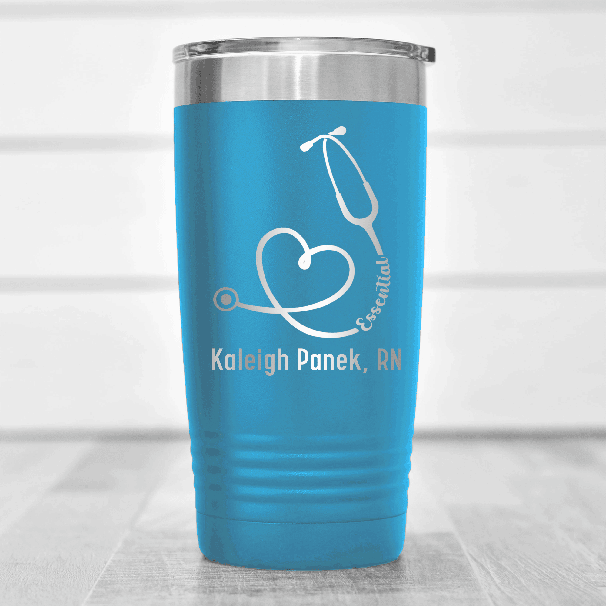 Light Blue Nurse Tumbler With Essential Nurse Design