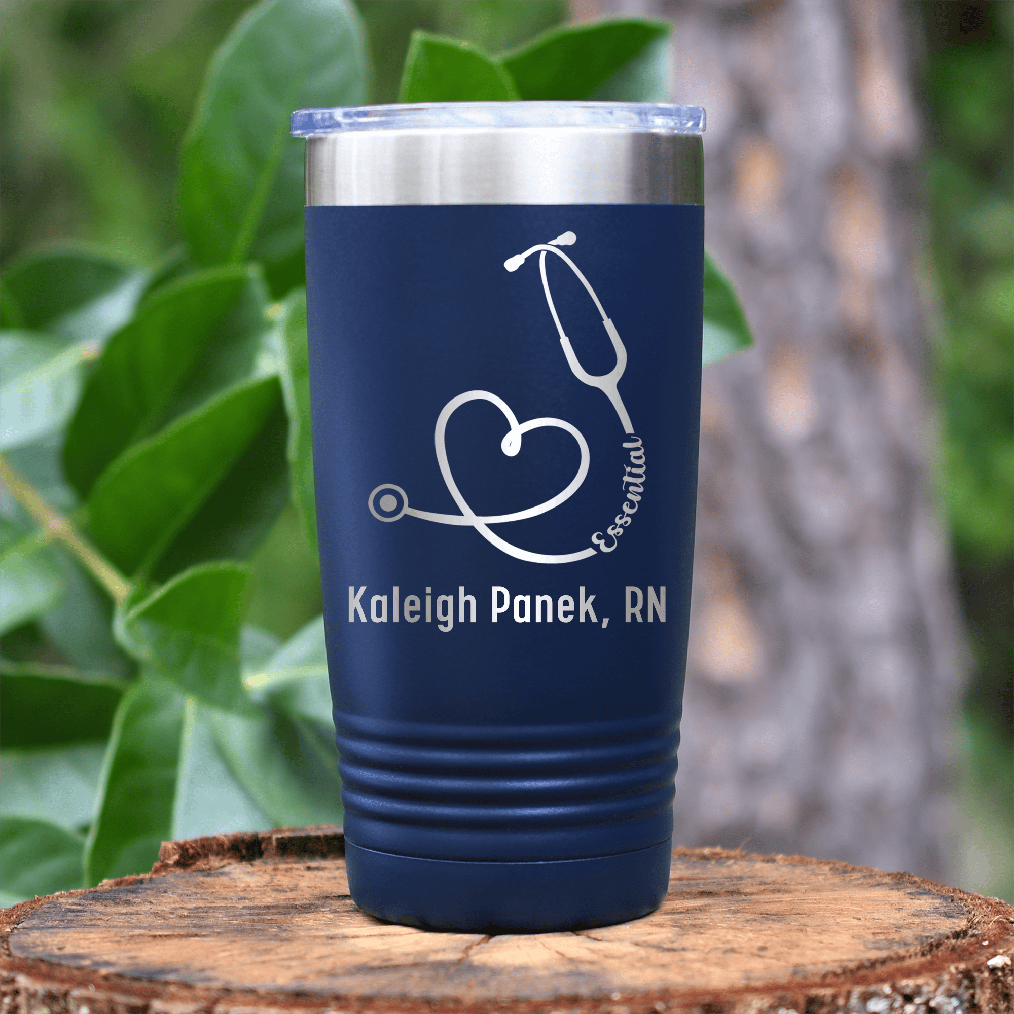 Navy Nurse Tumbler With Essential Nurse Design