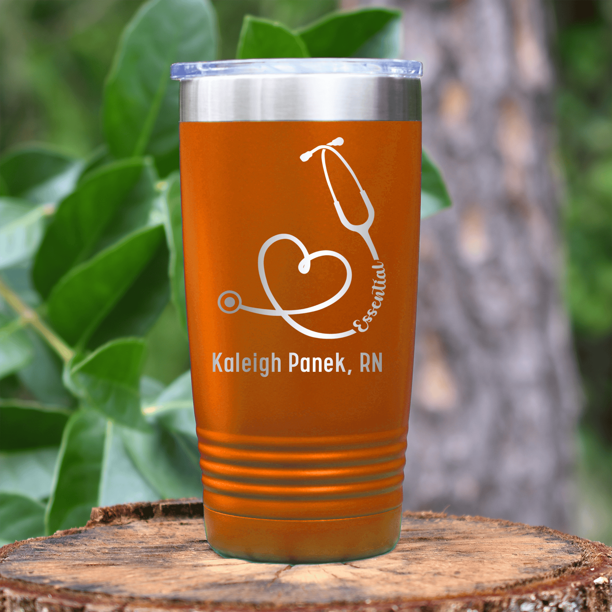 Orange Nurse Tumbler With Essential Nurse Design