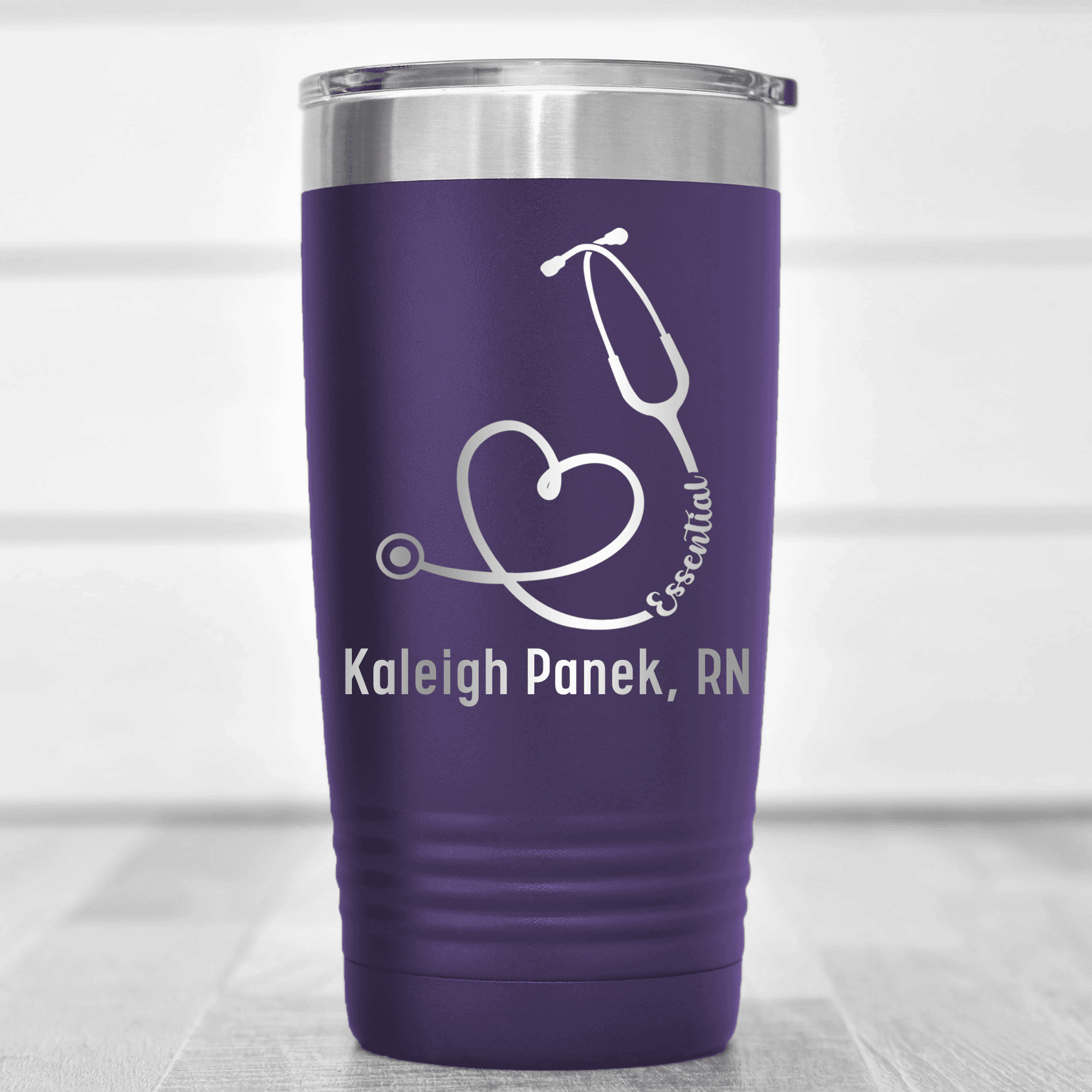 Purple Nurse Tumbler With Essential Nurse Design