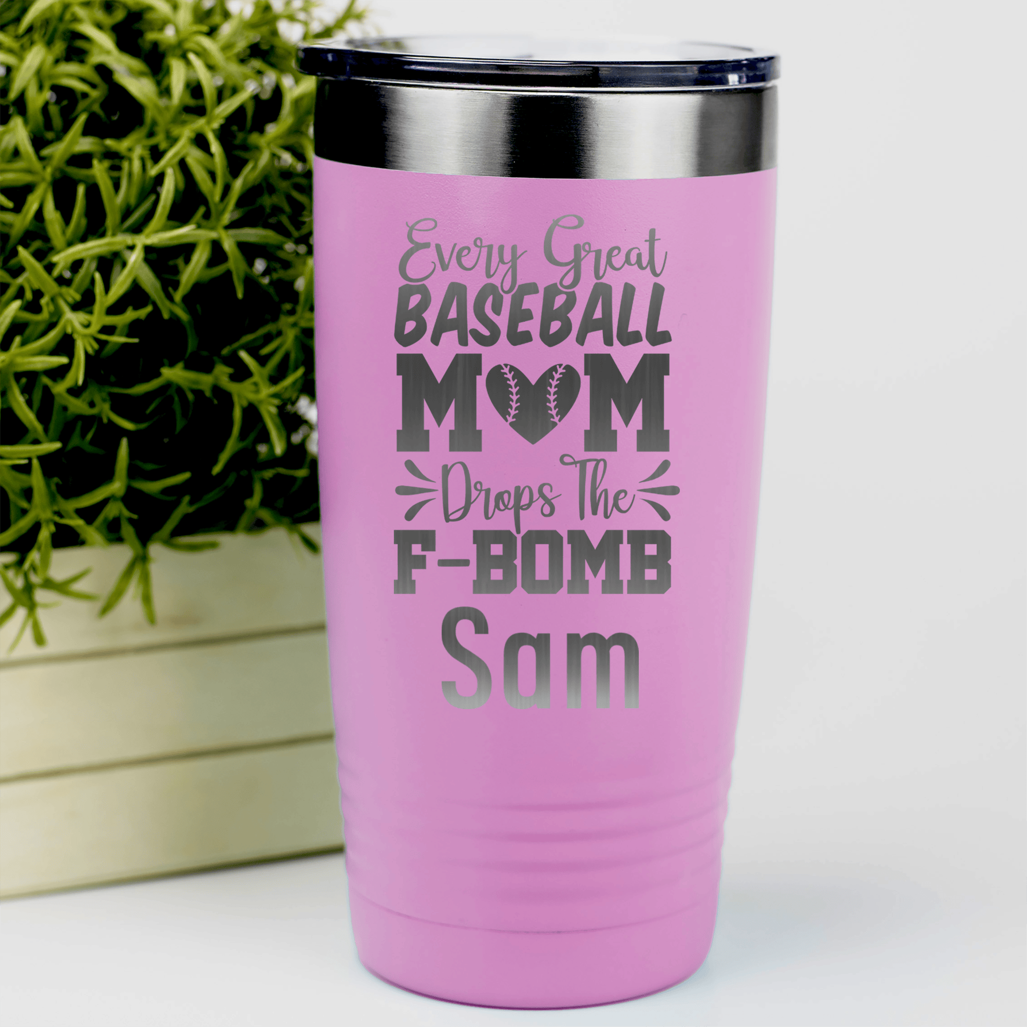 Pink Baseball Mom Tumbler With F Bomb Alert Design