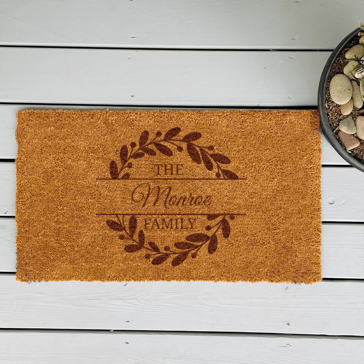 Family Leaf Badge Engraved Door Mat