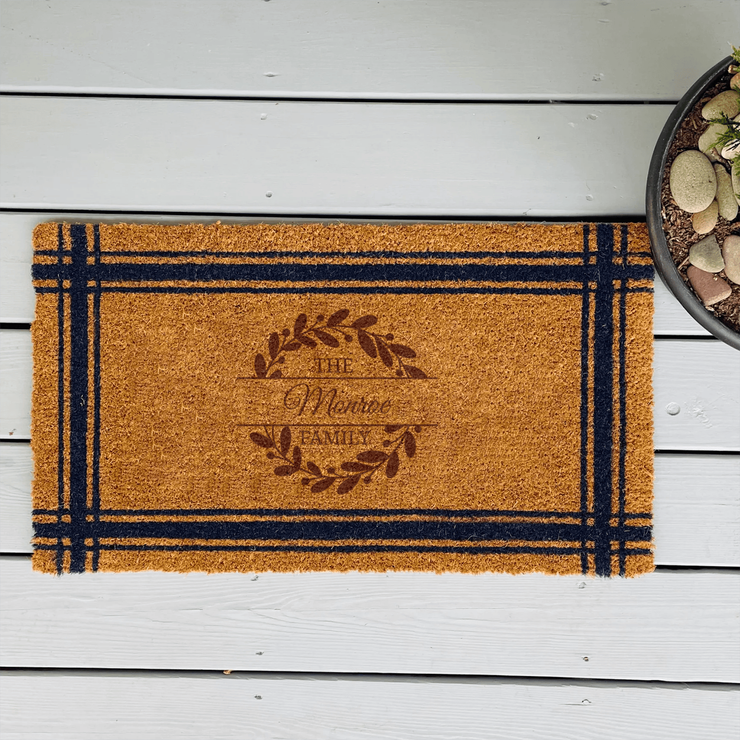 Family Leaf Badge Engraved Door Mat