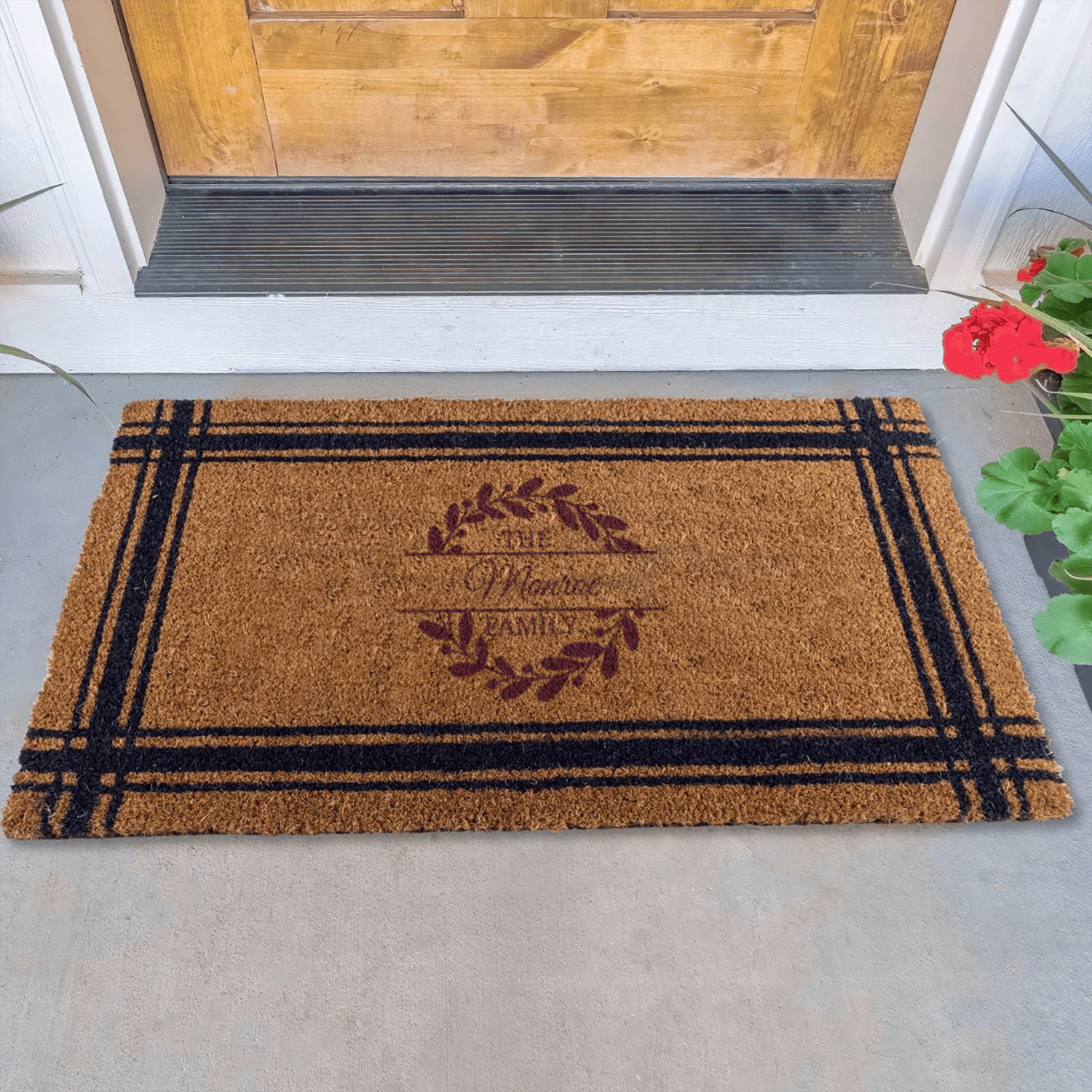 Family Leaf Badge Engraved Door Mat