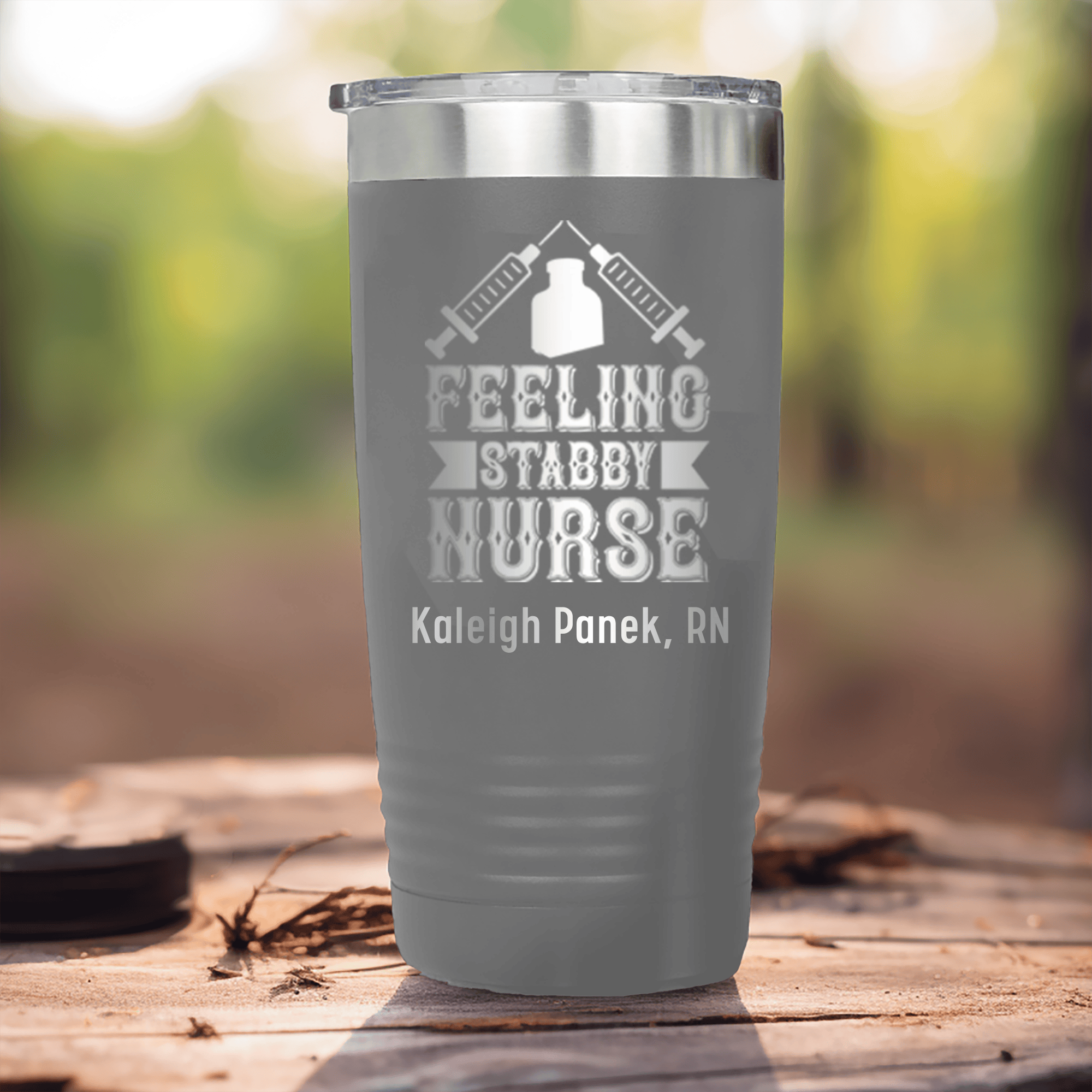 Grey Nurse Tumbler With Feeling A Little Stabby Design