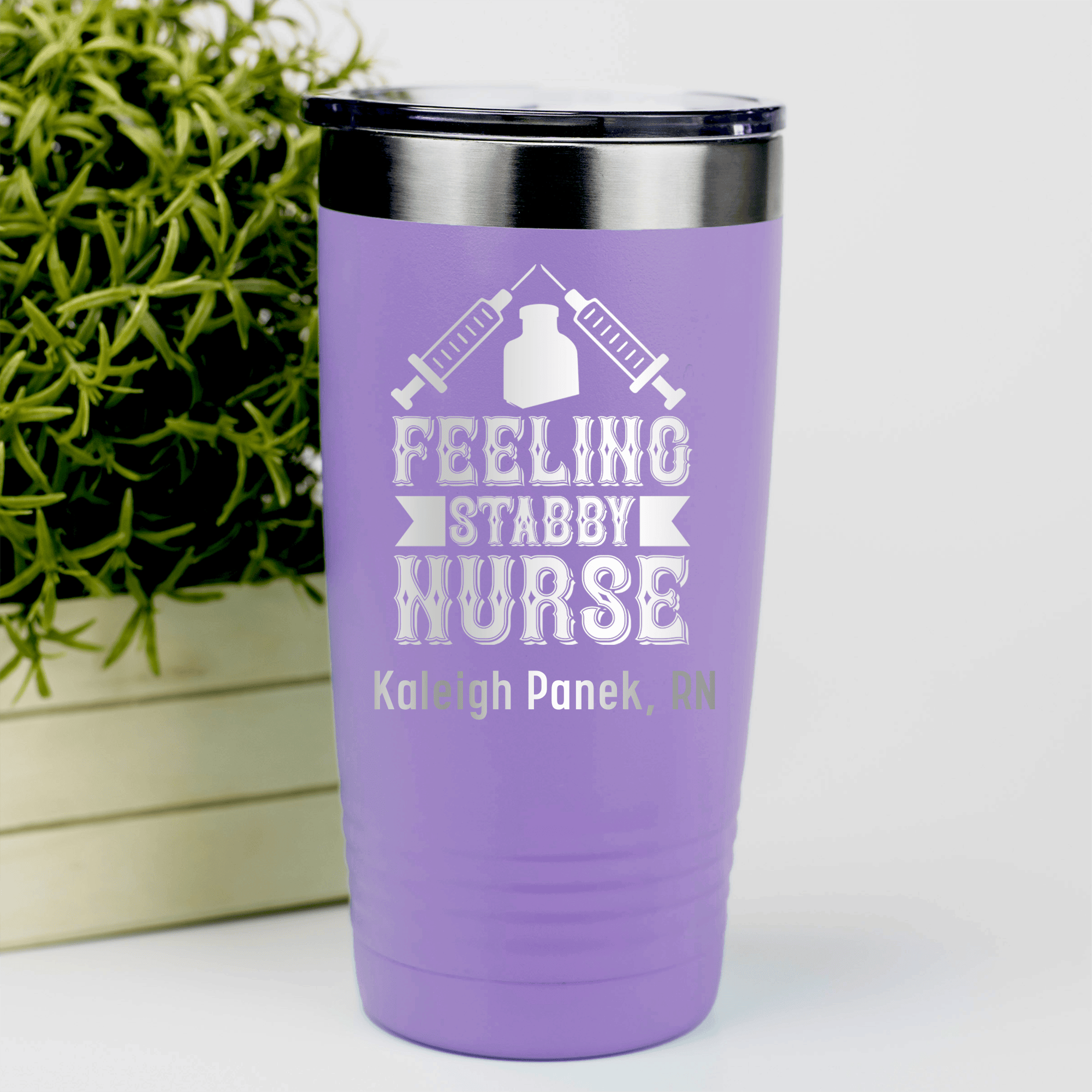 Light Purple Nurse Tumbler With Feeling A Little Stabby Design