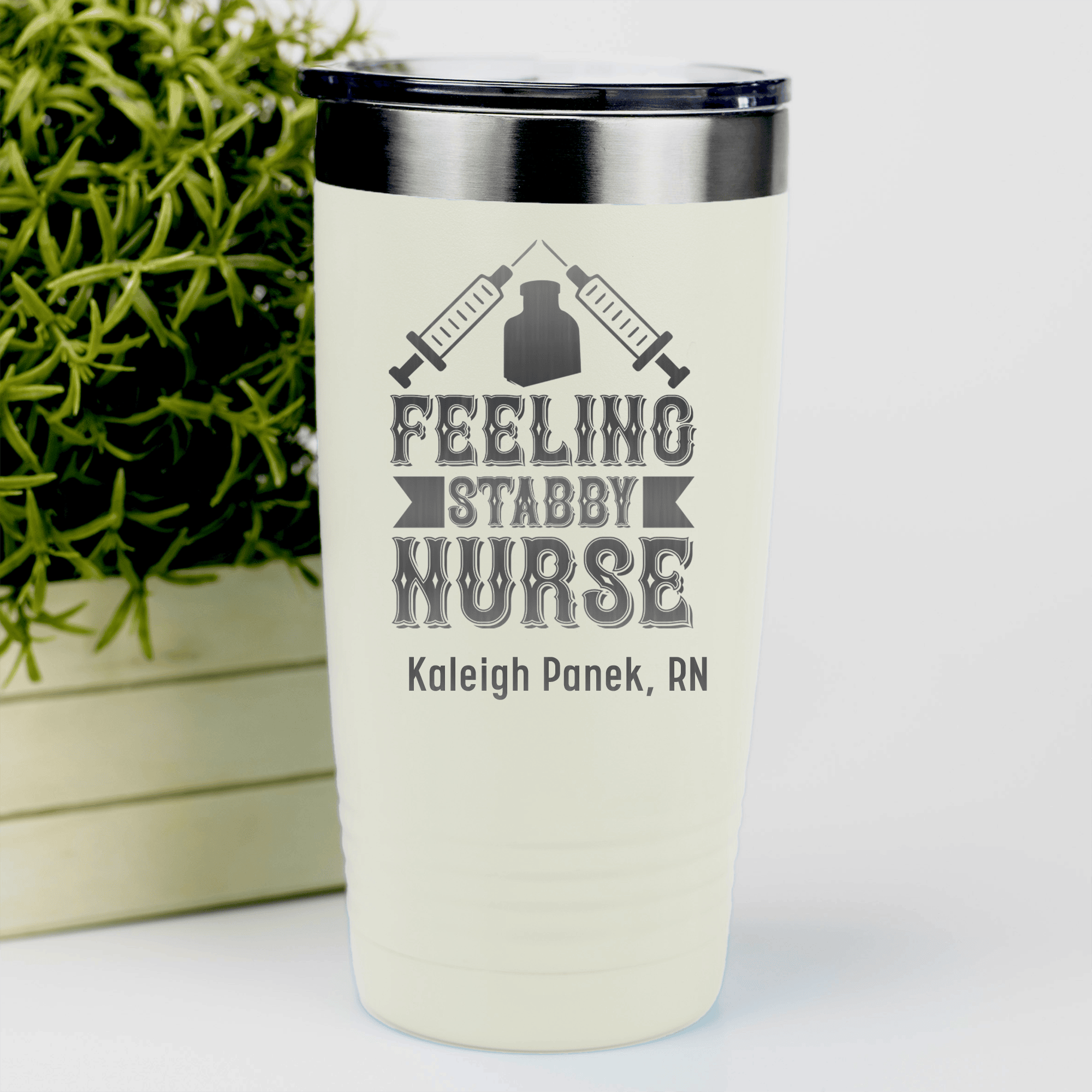 White Nurse Tumbler With Feeling A Little Stabby Design