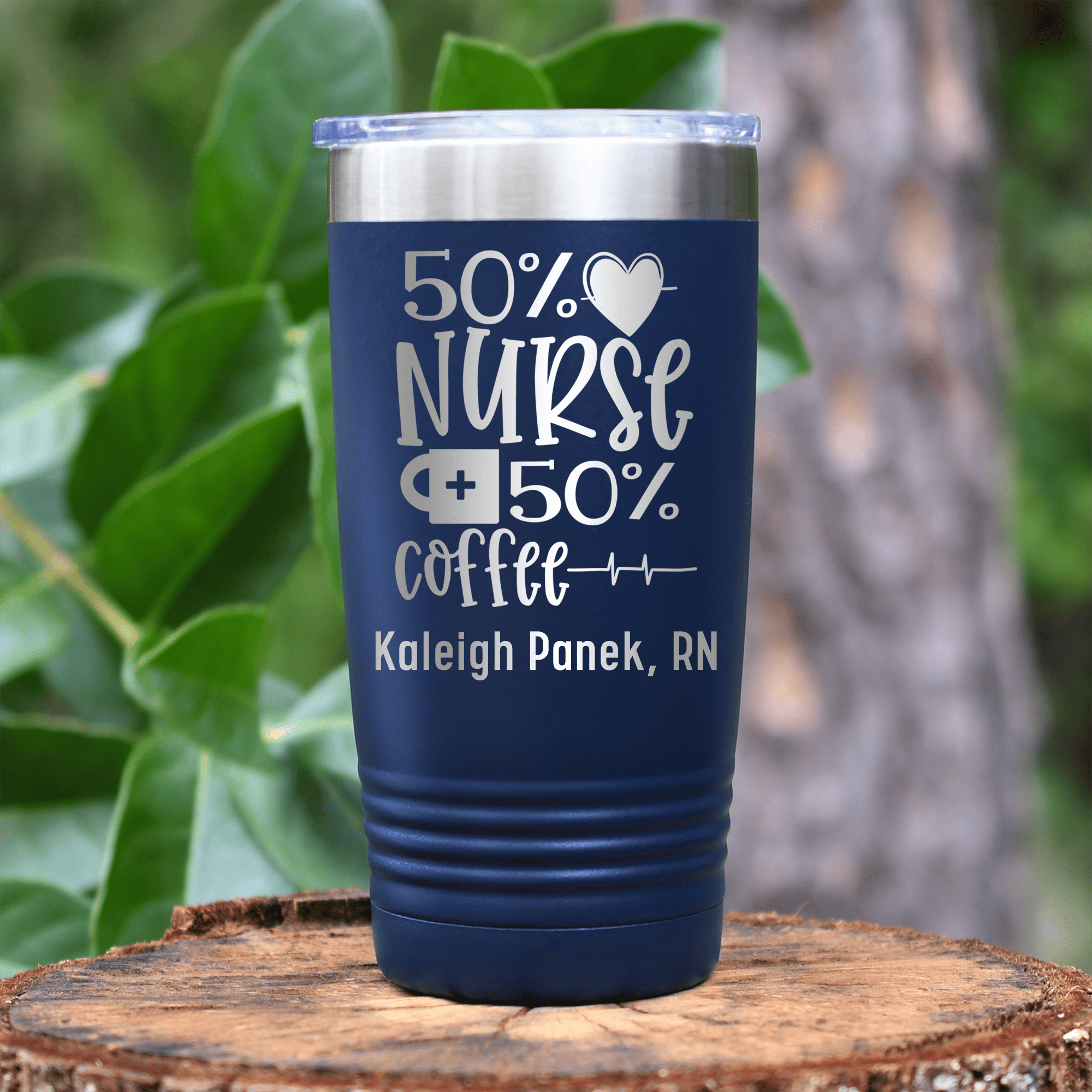 Navy Nurse Tumbler With Fifty Percent Nurse Fifty Percent Coffee Design