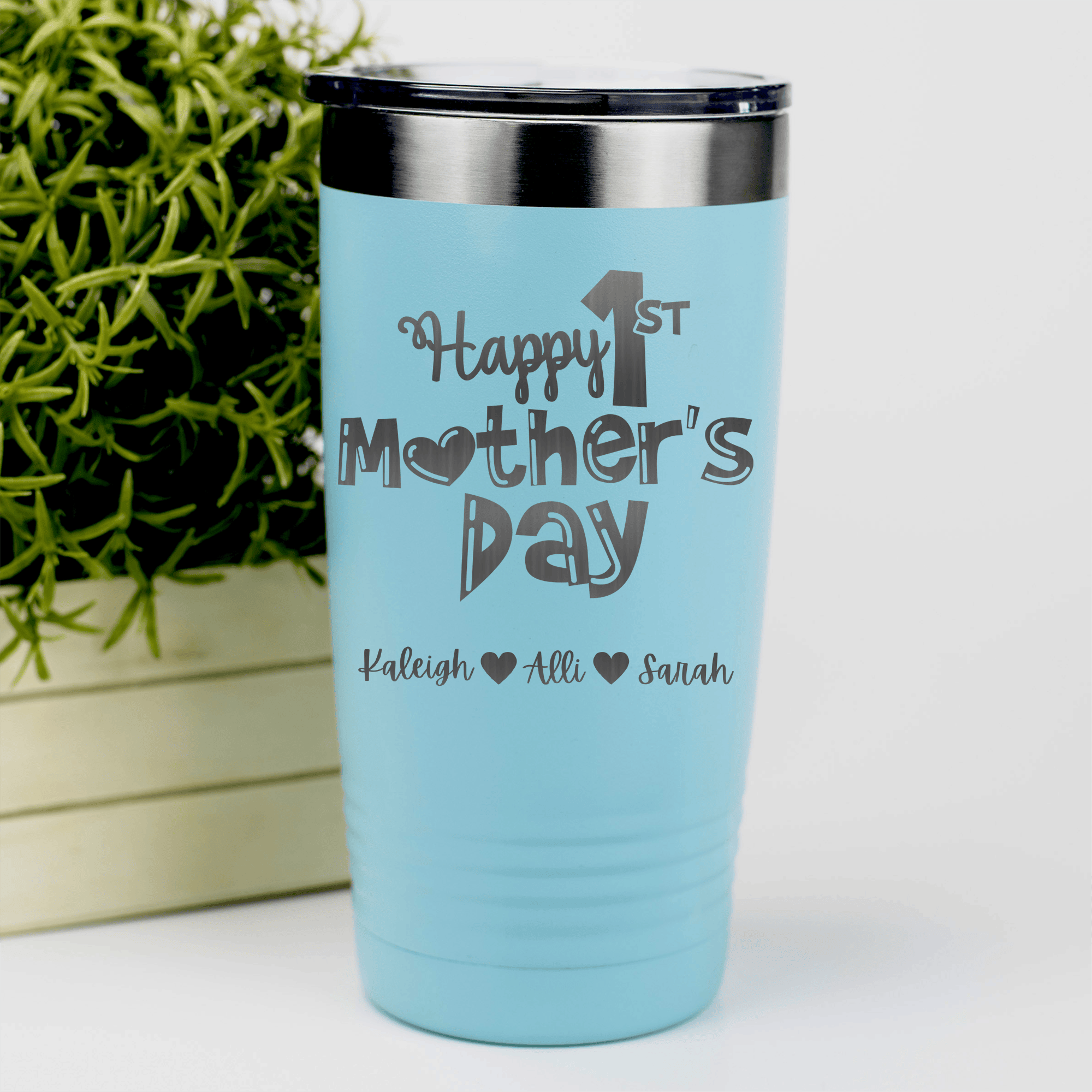 Teal Mothers Day Tumbler With First Mothers Day Design