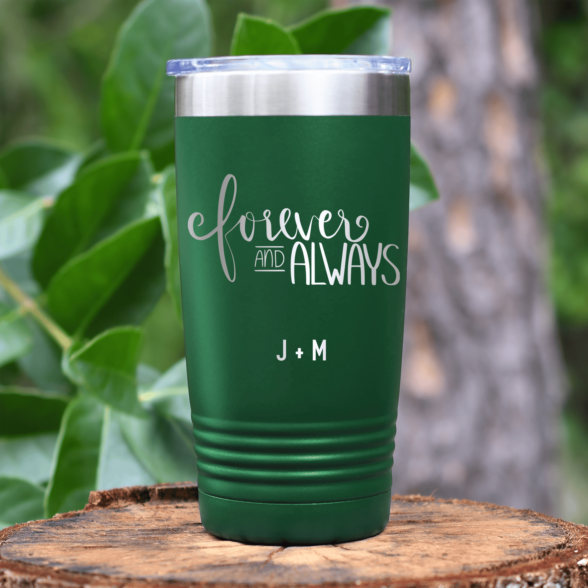 Green Valentines Day Tumbler With Forever And Always Design