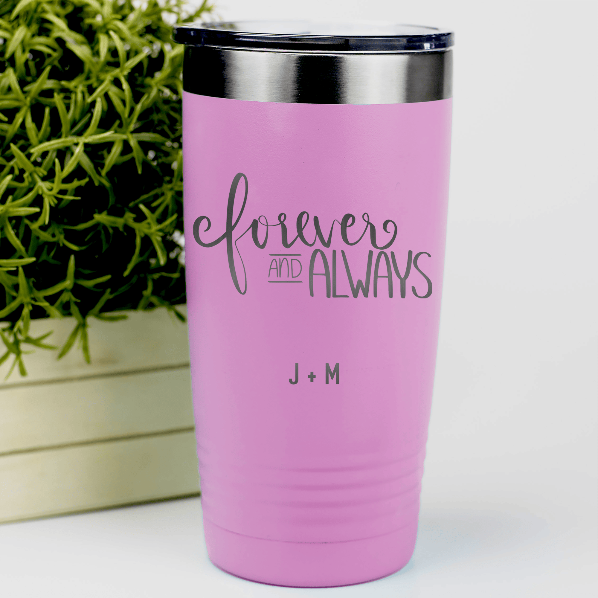 Pink Valentines Day Tumbler With Forever And Always Design