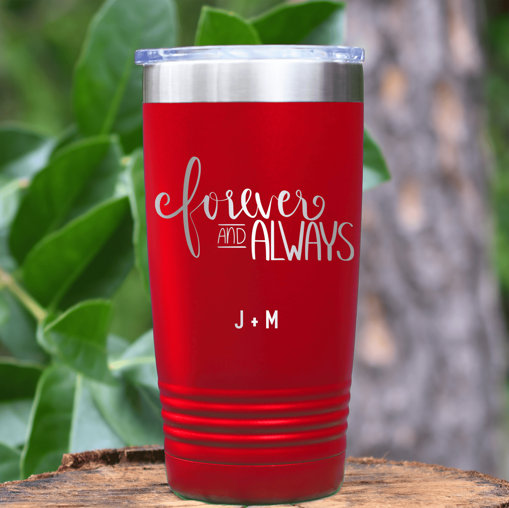 Red Valentines Day Tumbler With Forever And Always Design