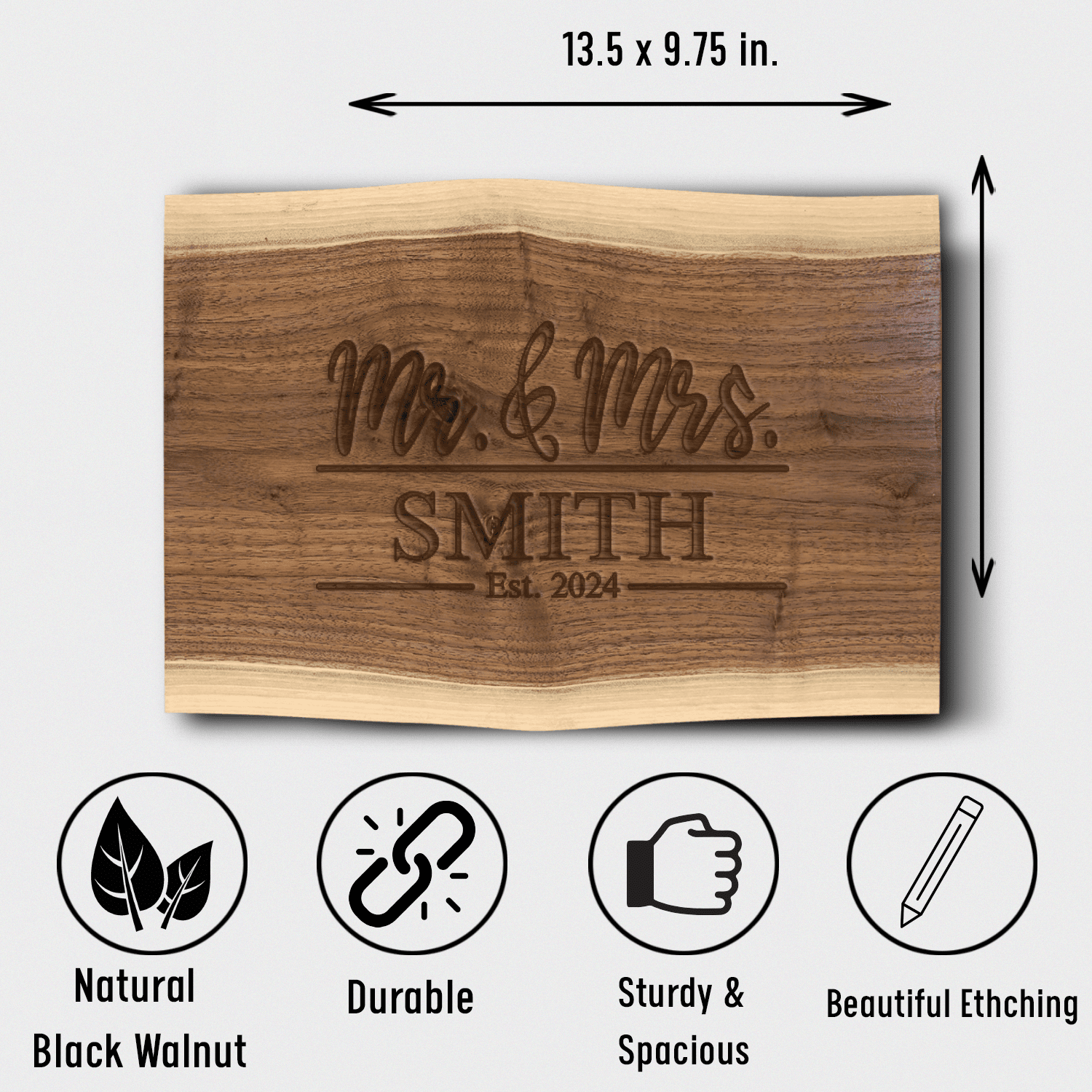 Anniversary Black Walnut Cutting Board With Forever United Arework Design