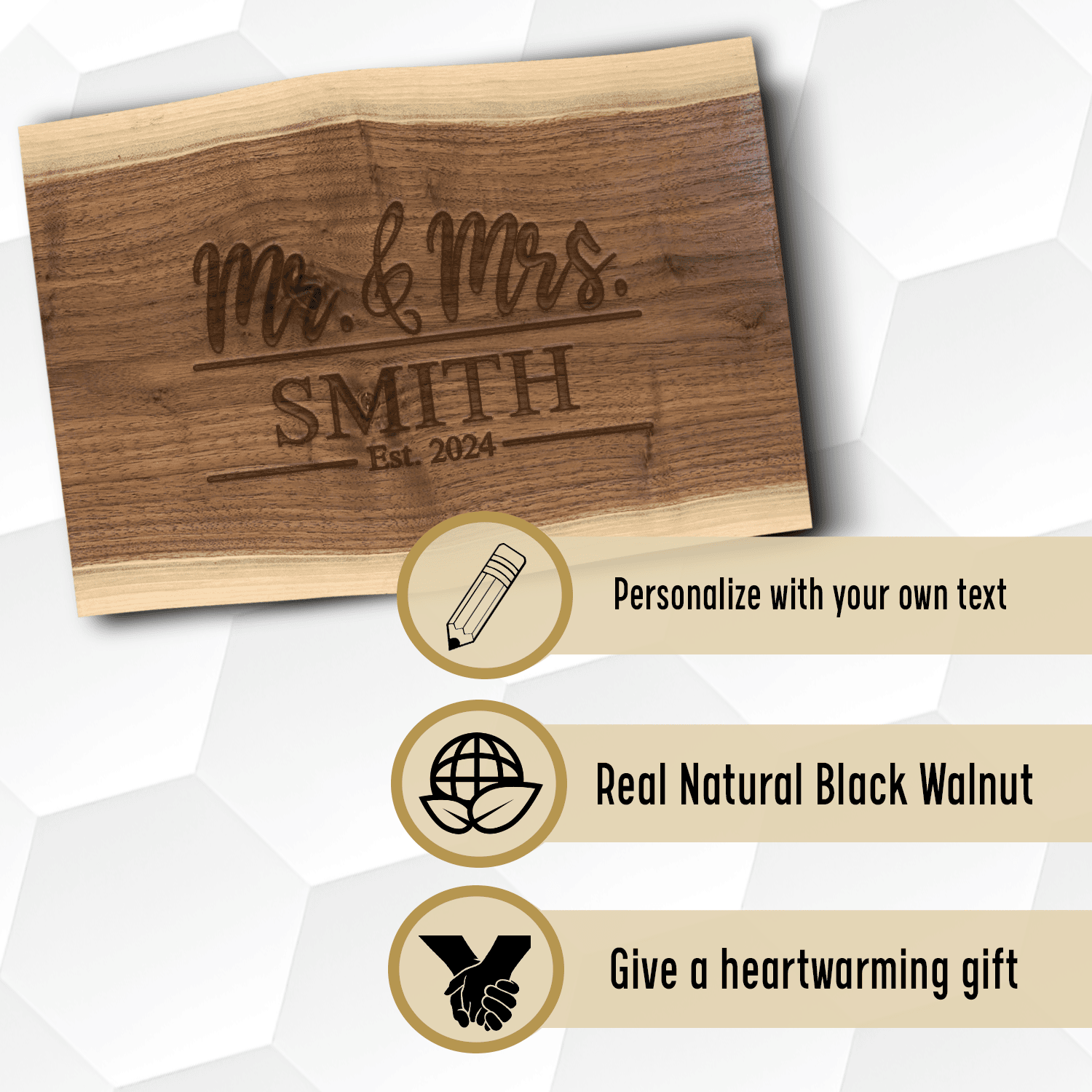 Anniversary Black Walnut Cutting Board With Forever United Arework Design