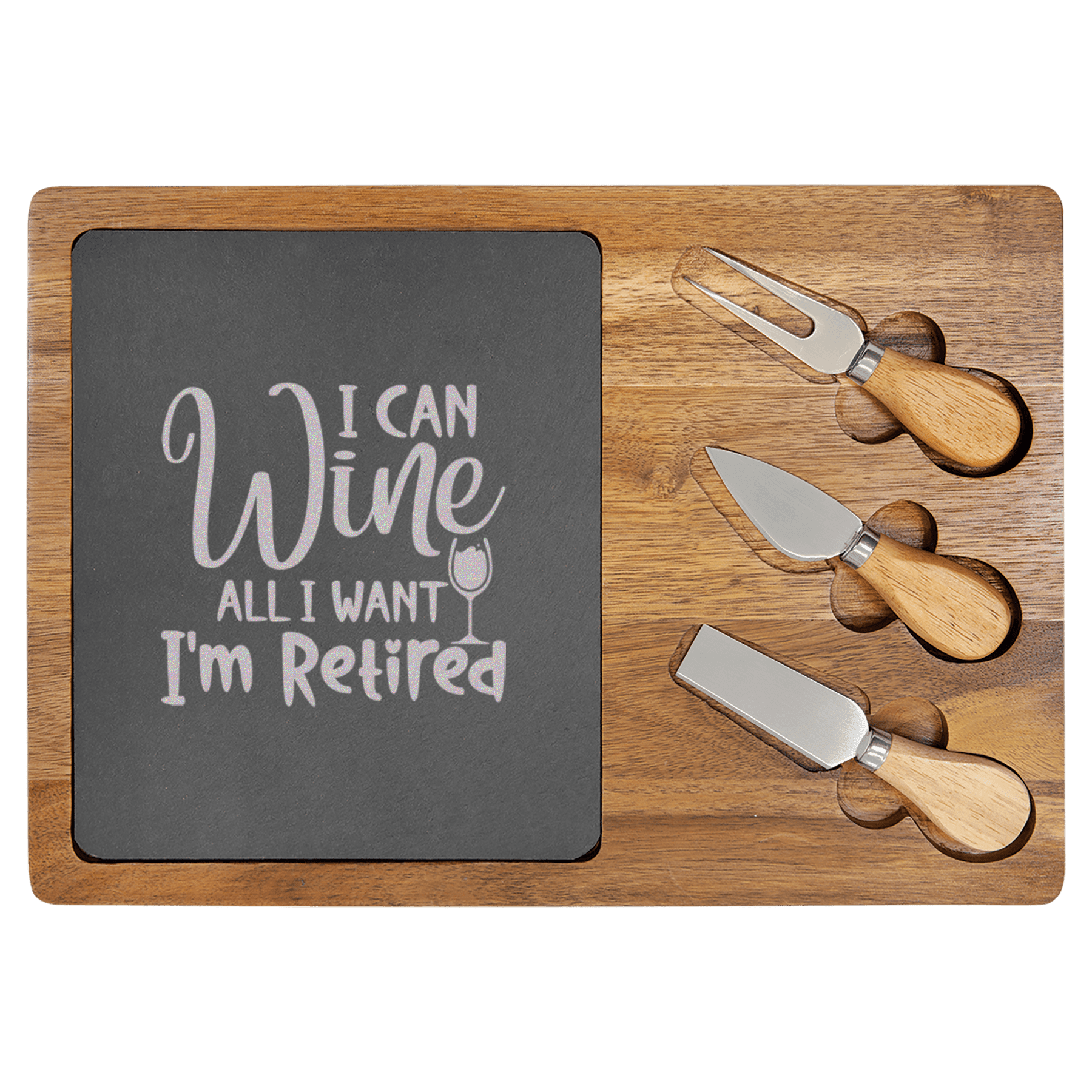 Free To Wine Wood Slate Serving Tray