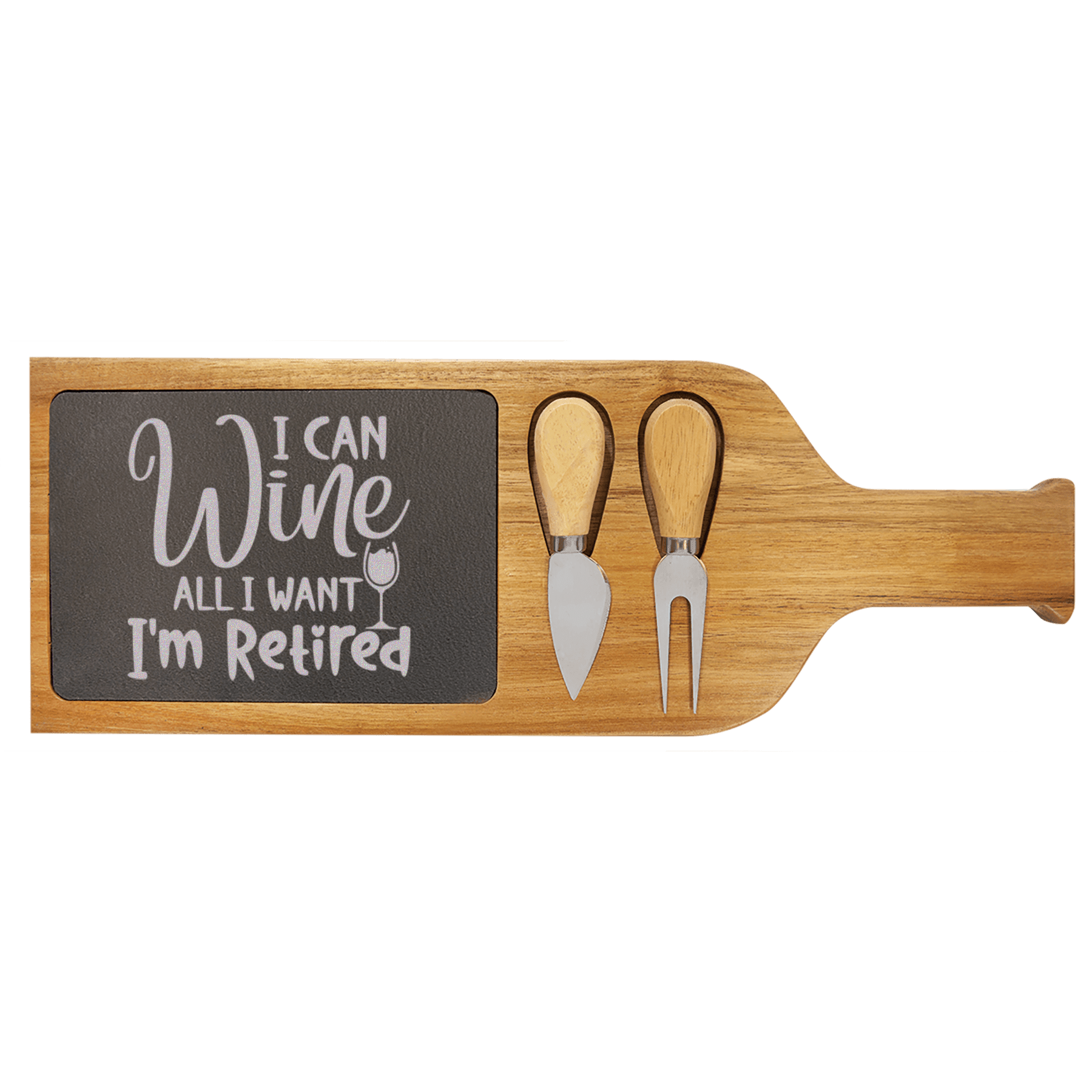 Free To Wine Wood Slate Serving Tray With Handle