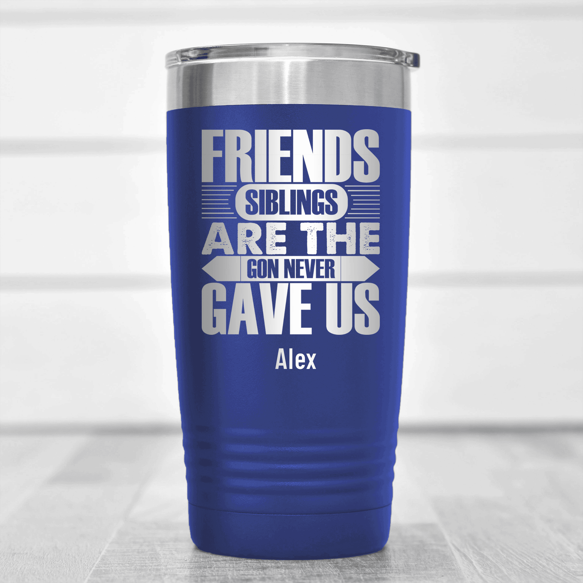 Blue Best Friend Tumbler With Friends Are Siblings Design