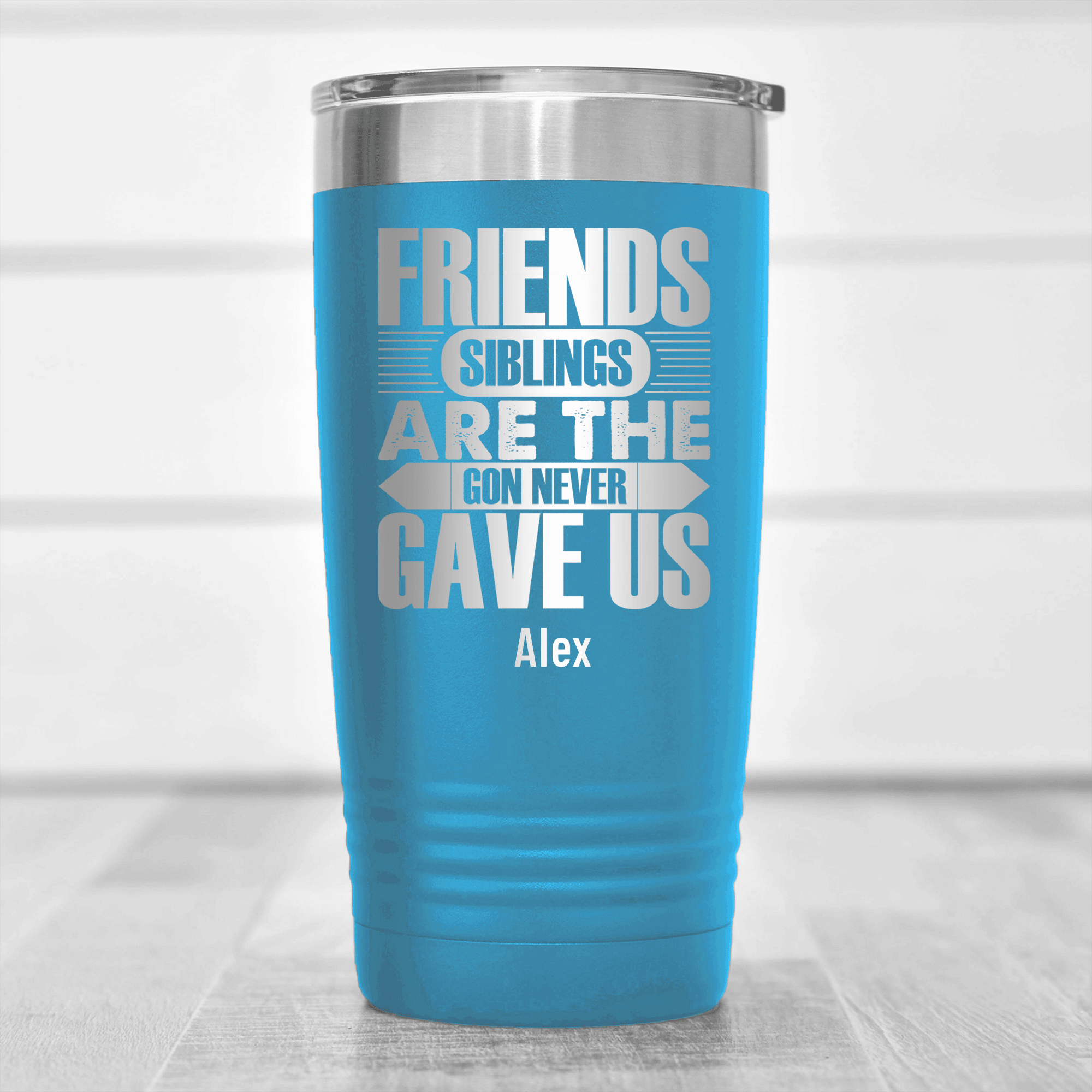 Light Blue Best Friend Tumbler With Friends Are Siblings Design