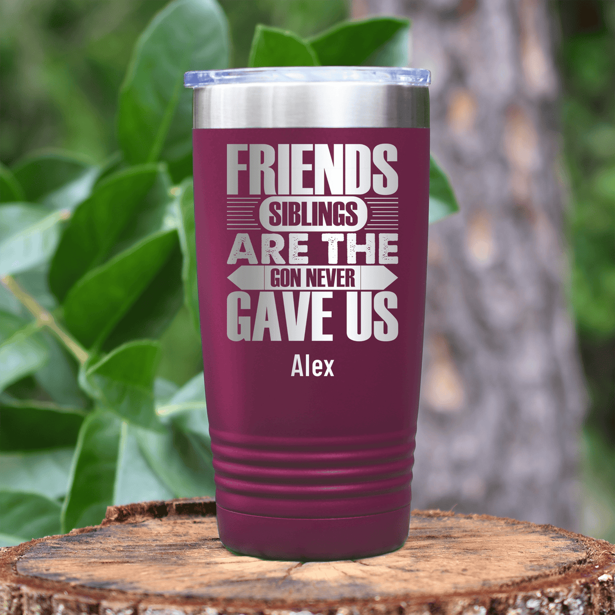 Maroon Best Friend Tumbler With Friends Are Siblings Design