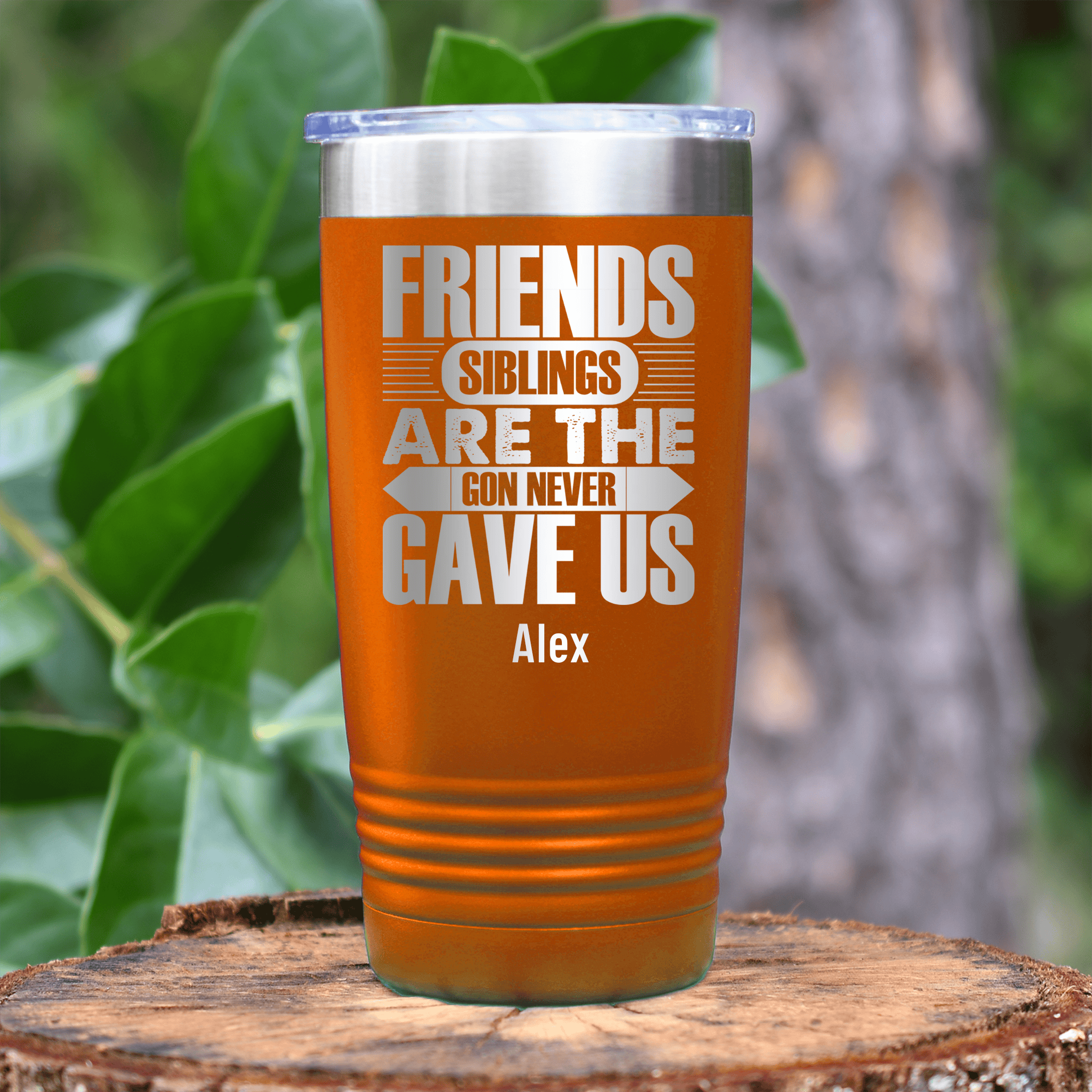 Orange Best Friend Tumbler With Friends Are Siblings Design