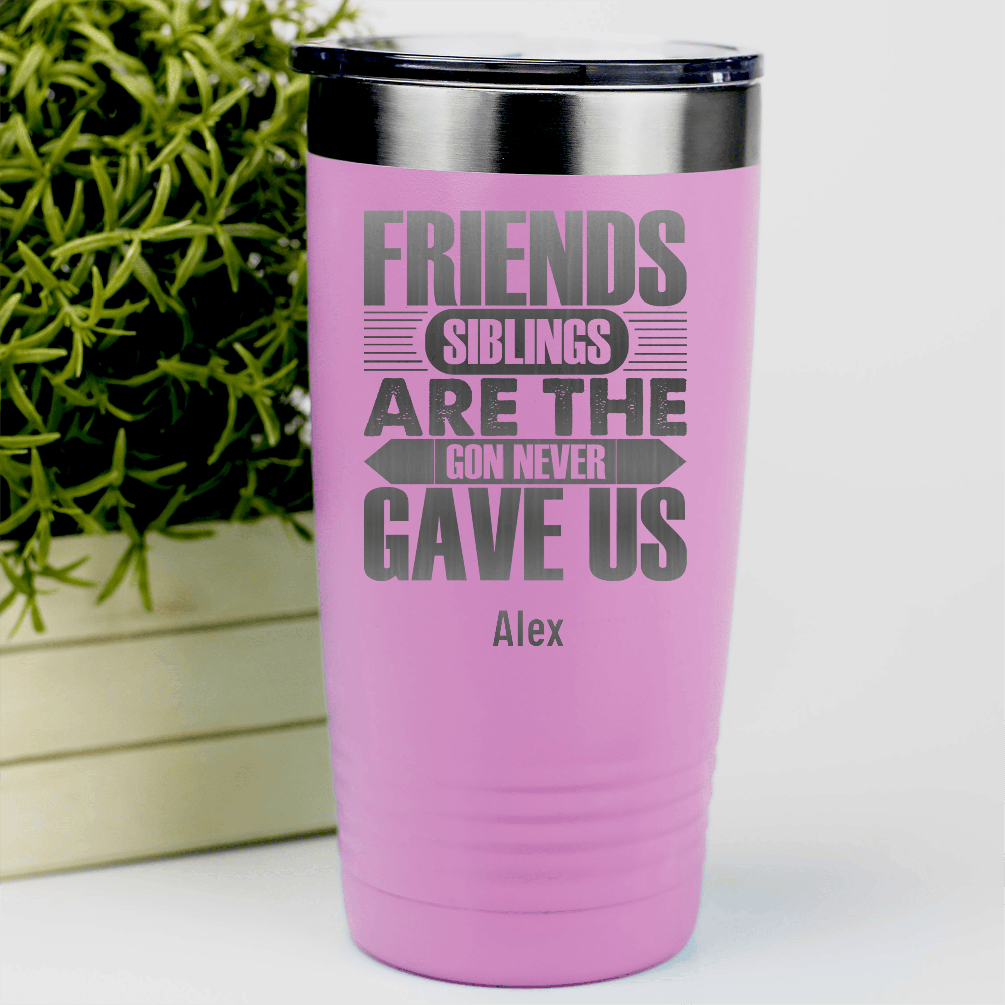 Pink Best Friend Tumbler With Friends Are Siblings Design