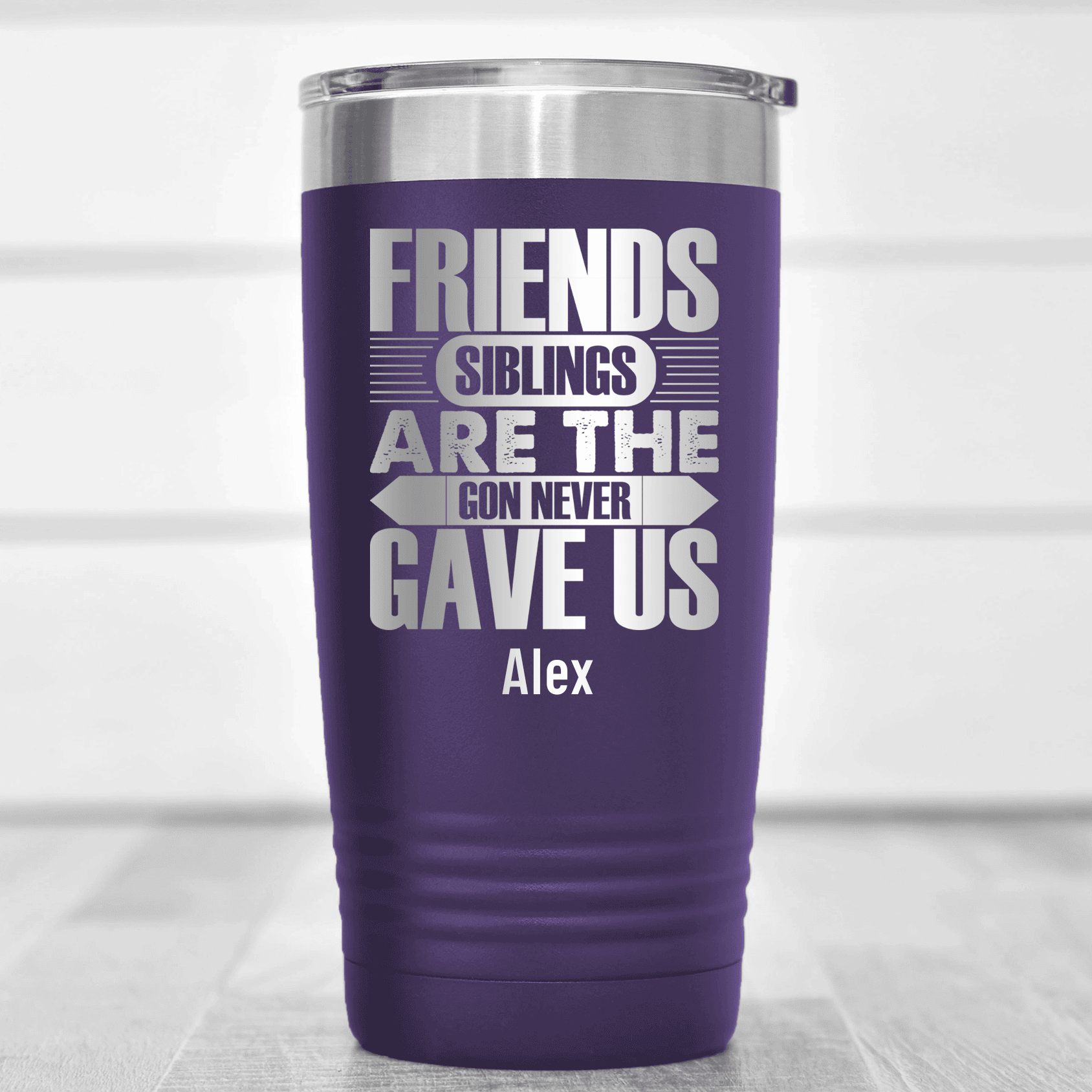 Purple Best Friend Tumbler With Friends Are Siblings Design