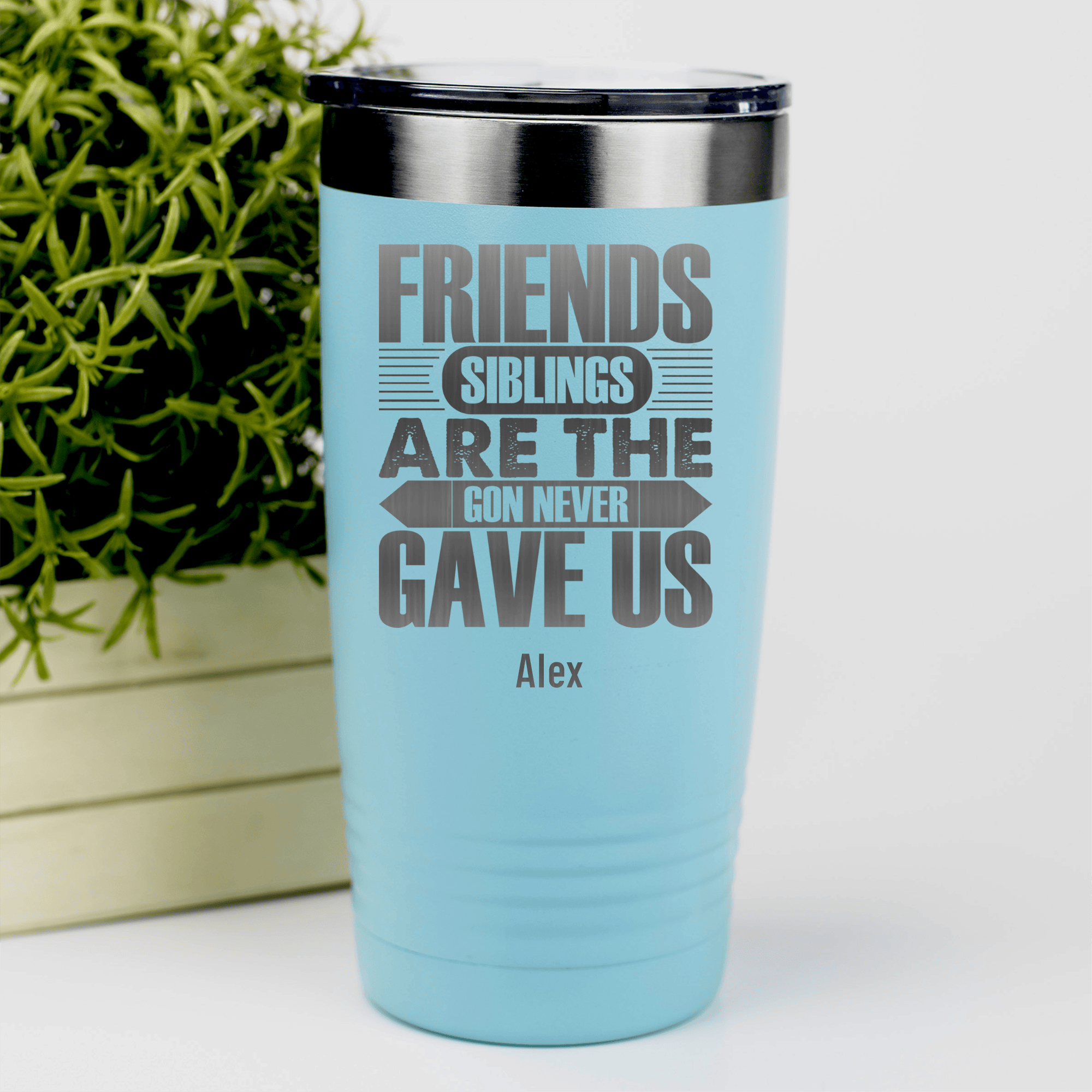 Teal Best Friend Tumbler With Friends Are Siblings Design