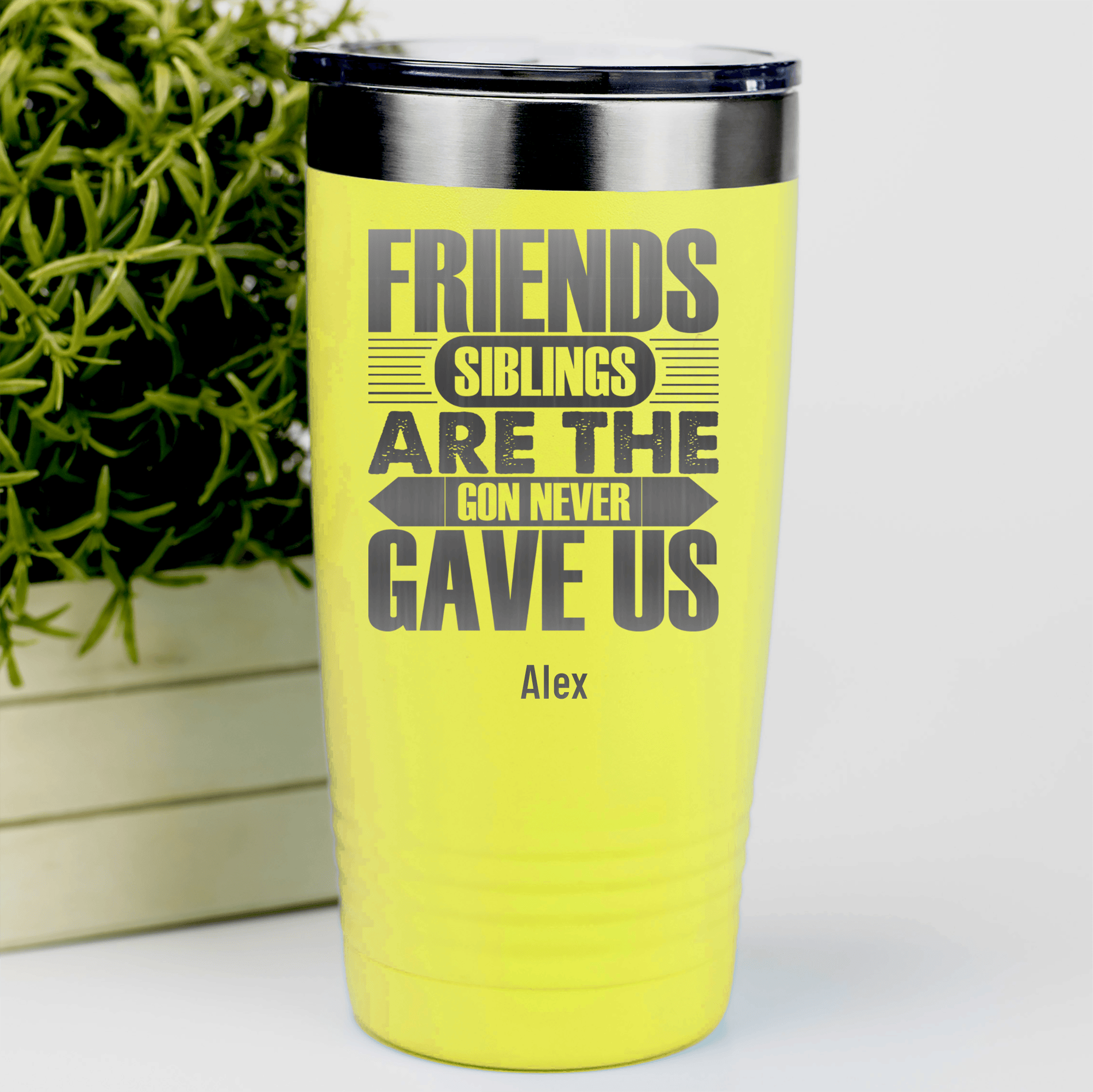 Yellow Best Friend Tumbler With Friends Are Siblings Design