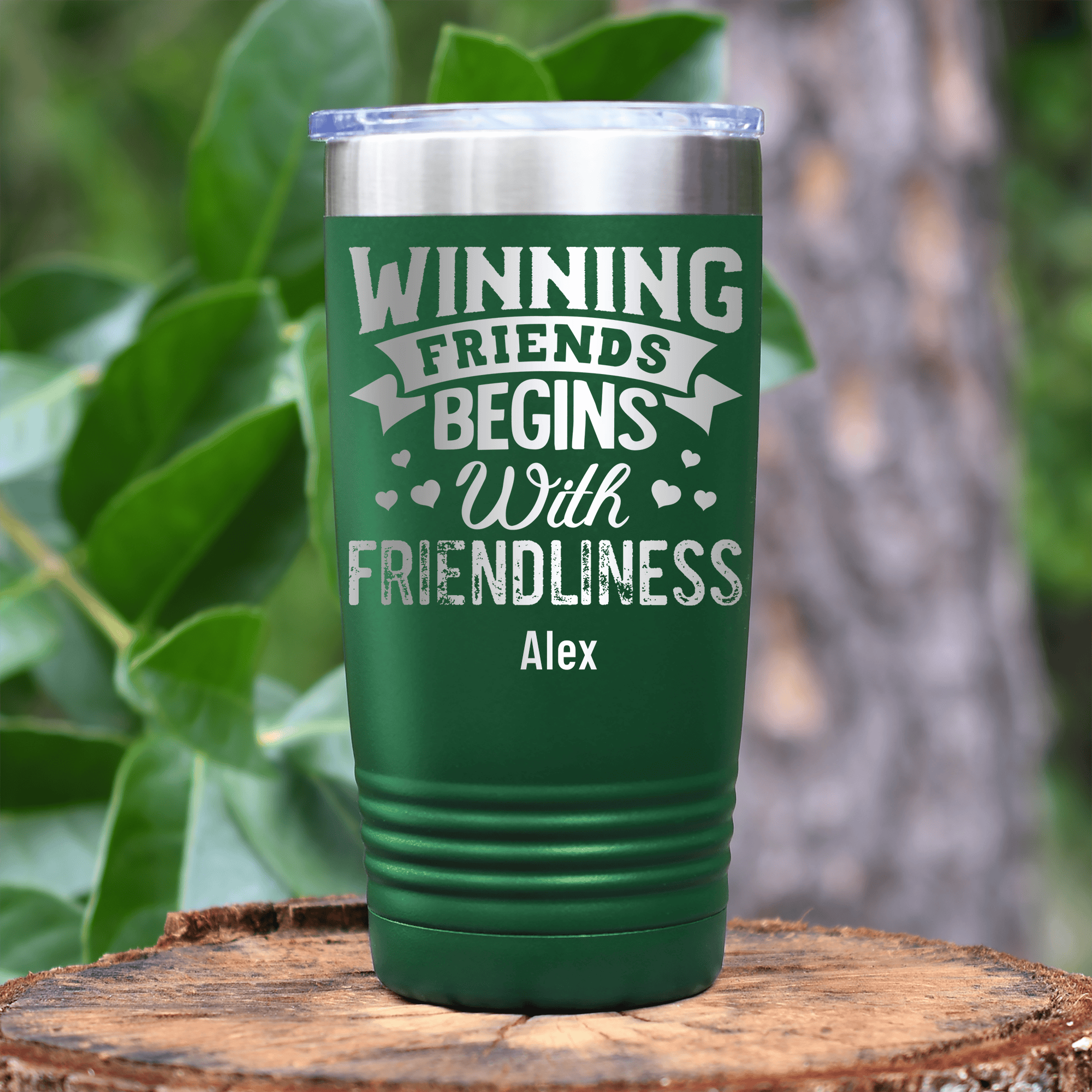 Green Best Friend Tumbler With Friends With Friendliness Design