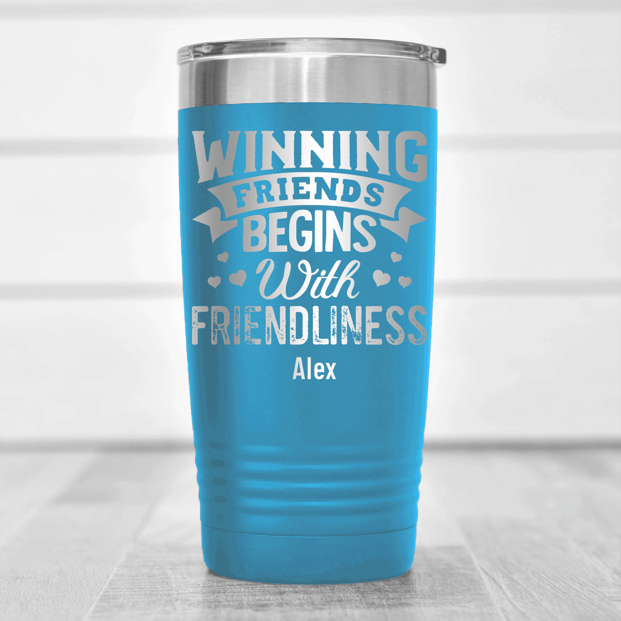 Light Blue Best Friend Tumbler With Friends With Friendliness Design