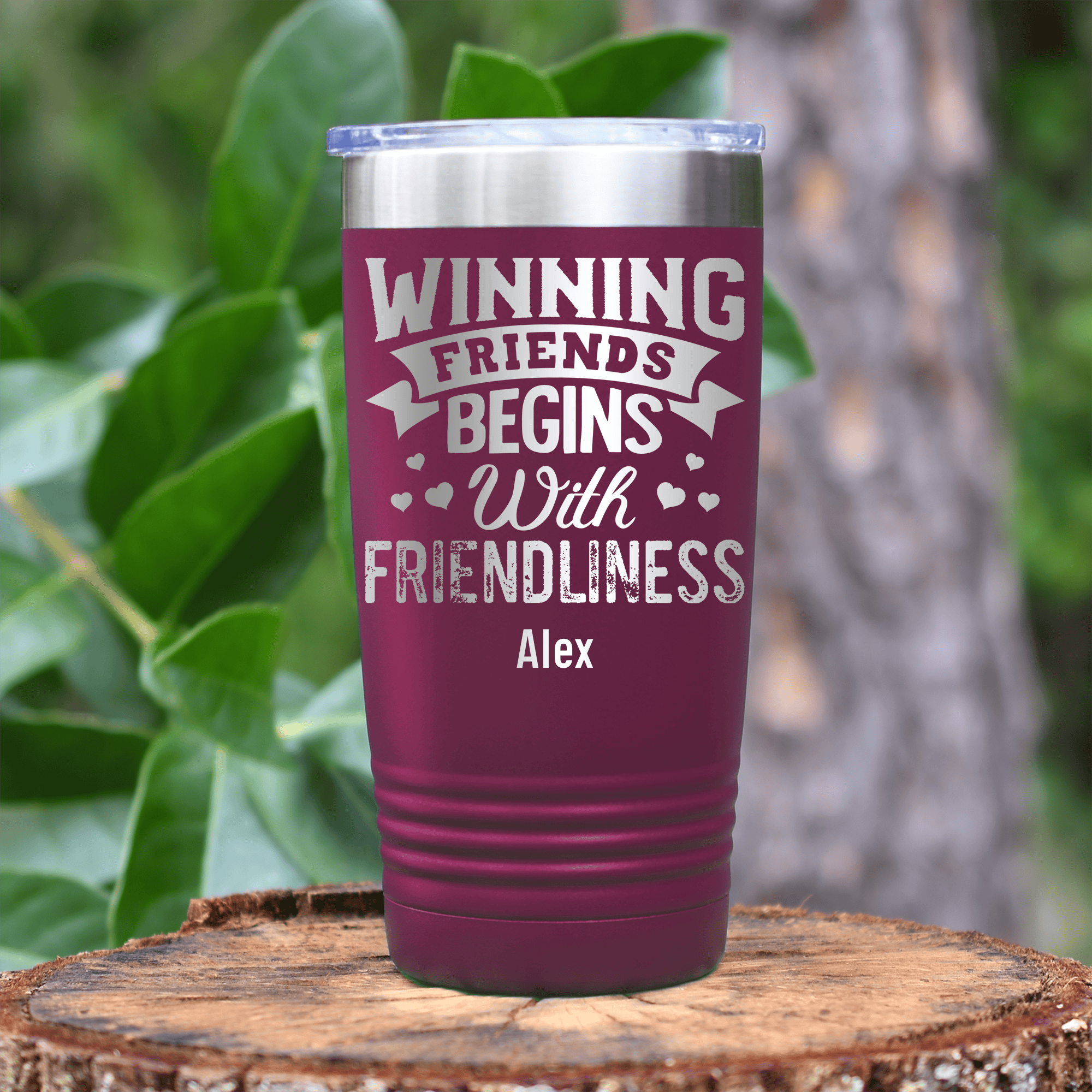 Maroon Best Friend Tumbler With Friends With Friendliness Design